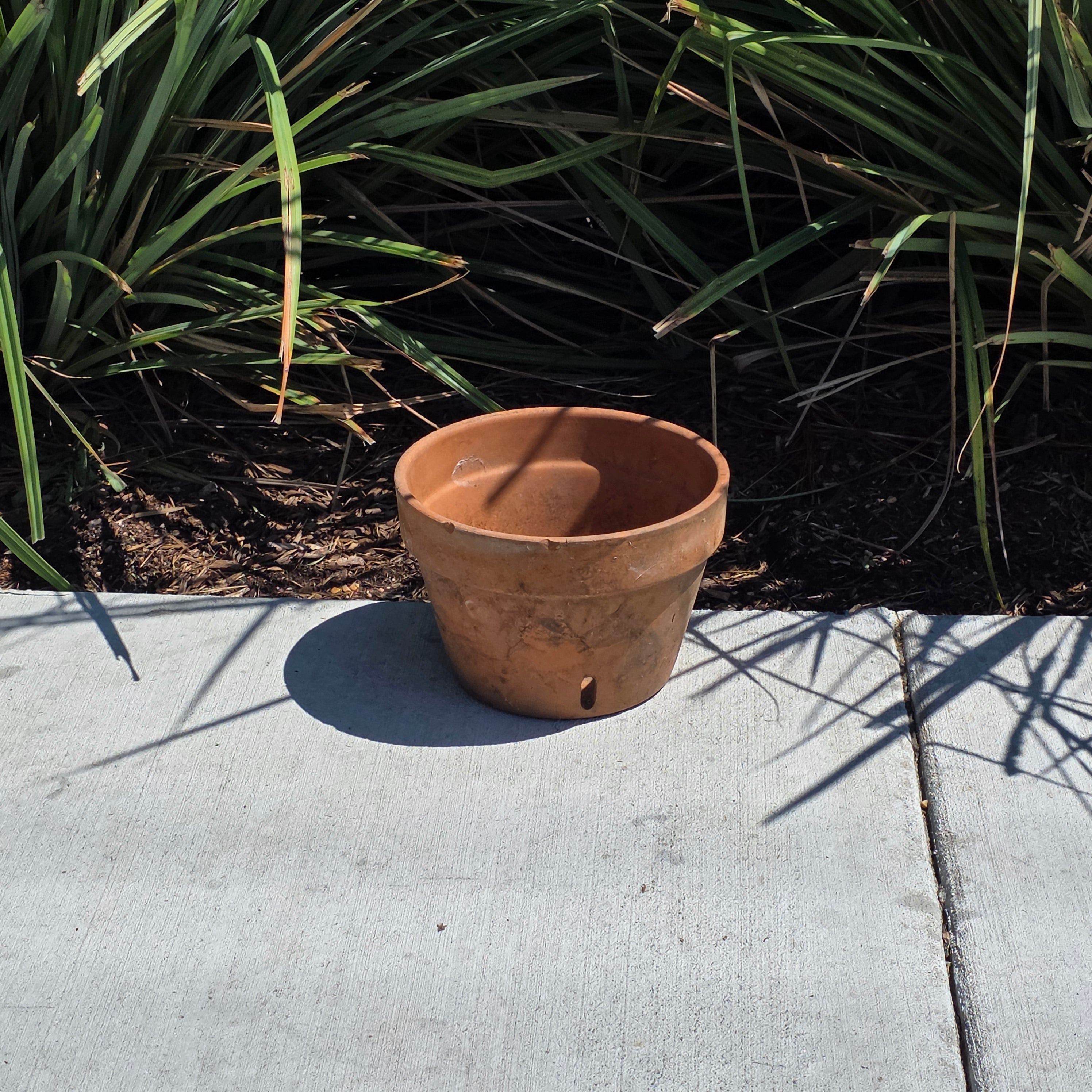 Vintage Italian Terracotta Orchid Pot 9" Heavy Clay Planter Side Holes Aged