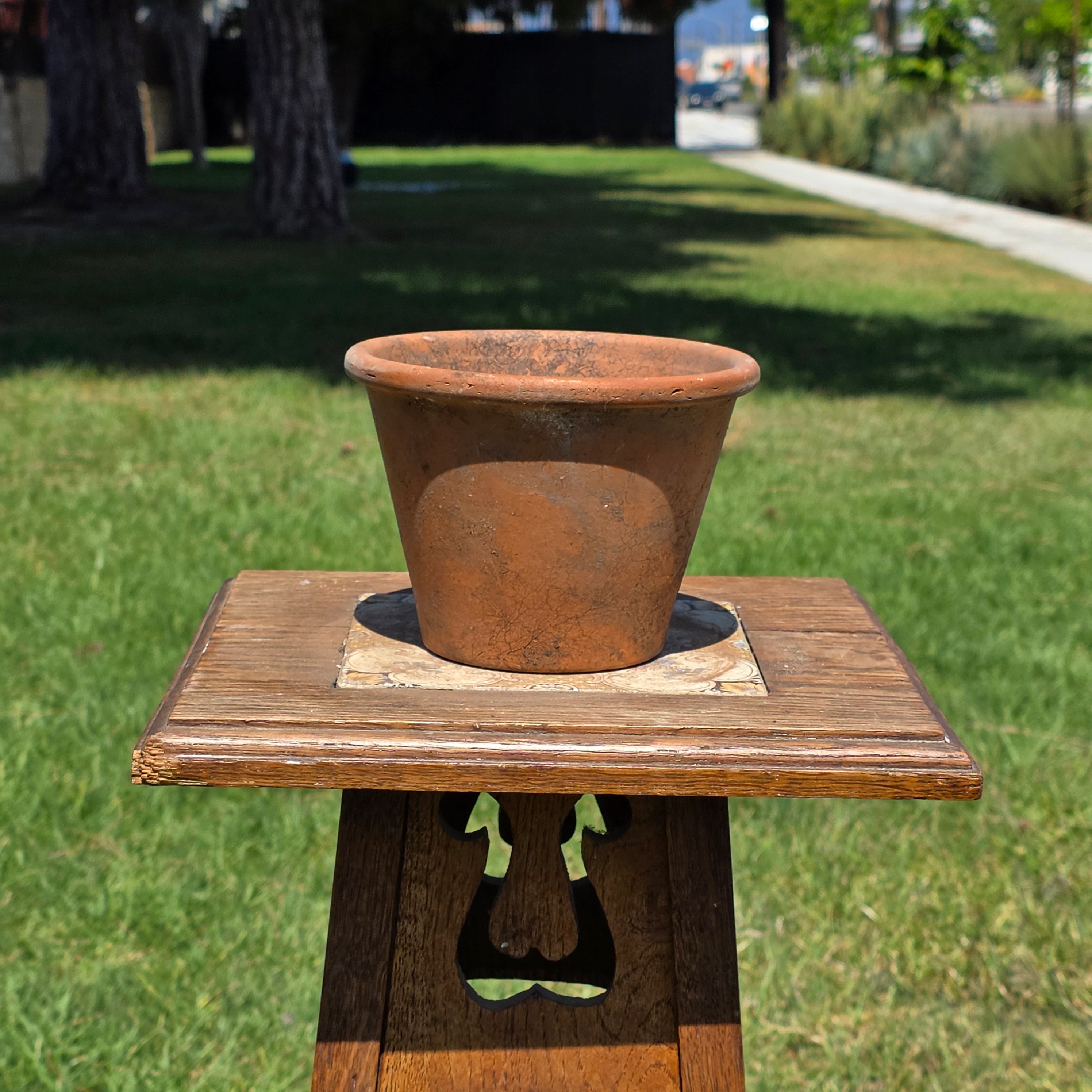 Vintage Deroma Italy Terracotta Planter Pot 6" Aged Patina Garden Italian Clay