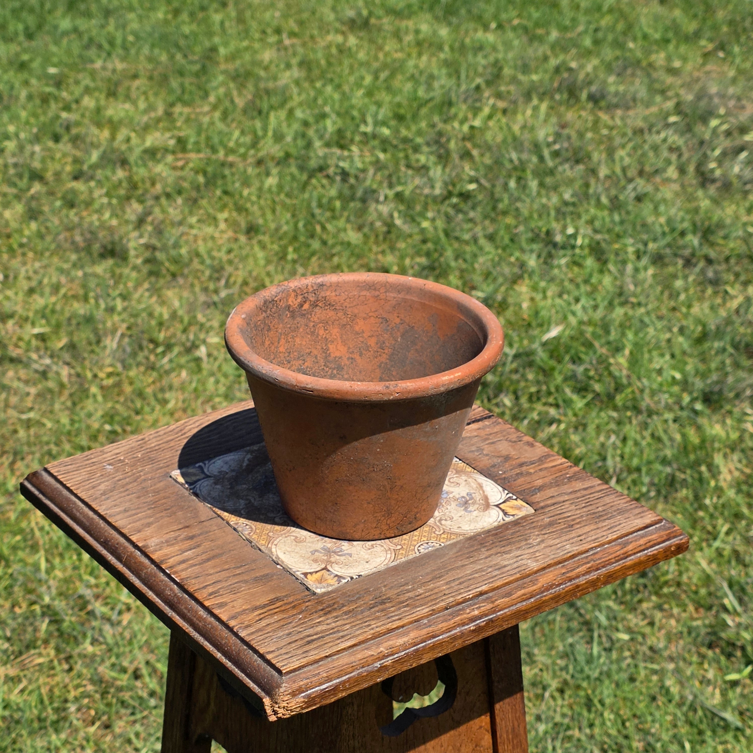 Vintage Deroma Italy Terracotta Planter Pot 6" Aged Patina Garden Italian Clay