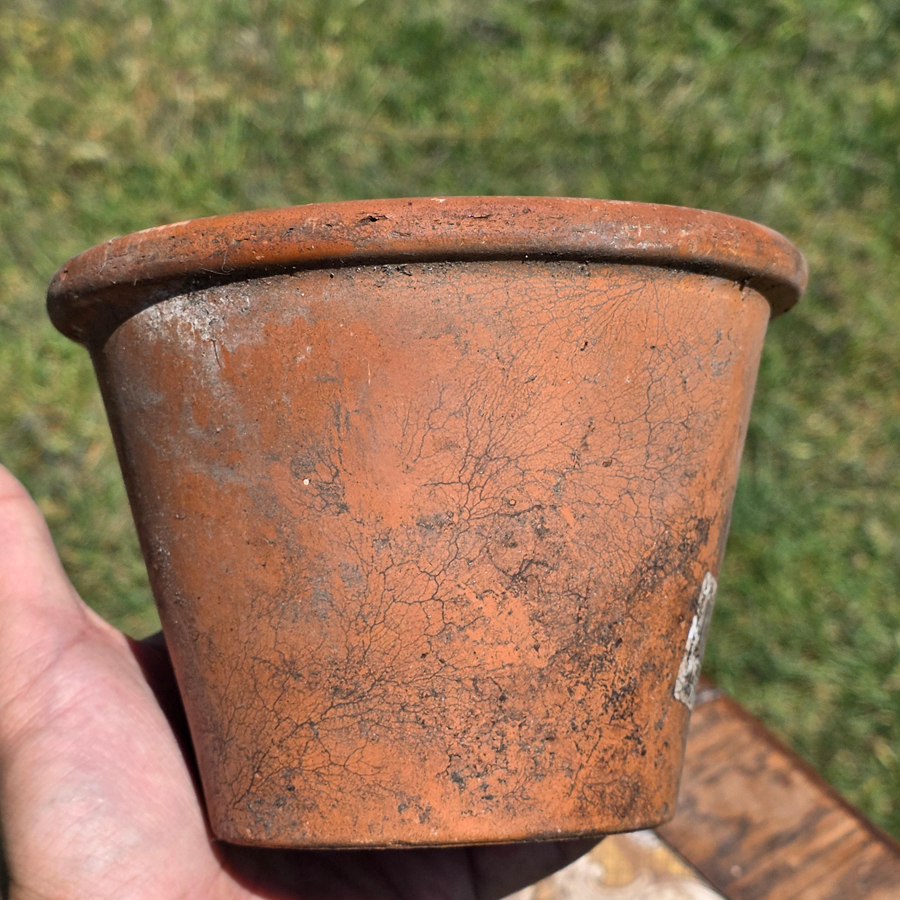 Vintage Deroma Italy Terracotta Planter Pot 6" Aged Patina Garden Italian Clay