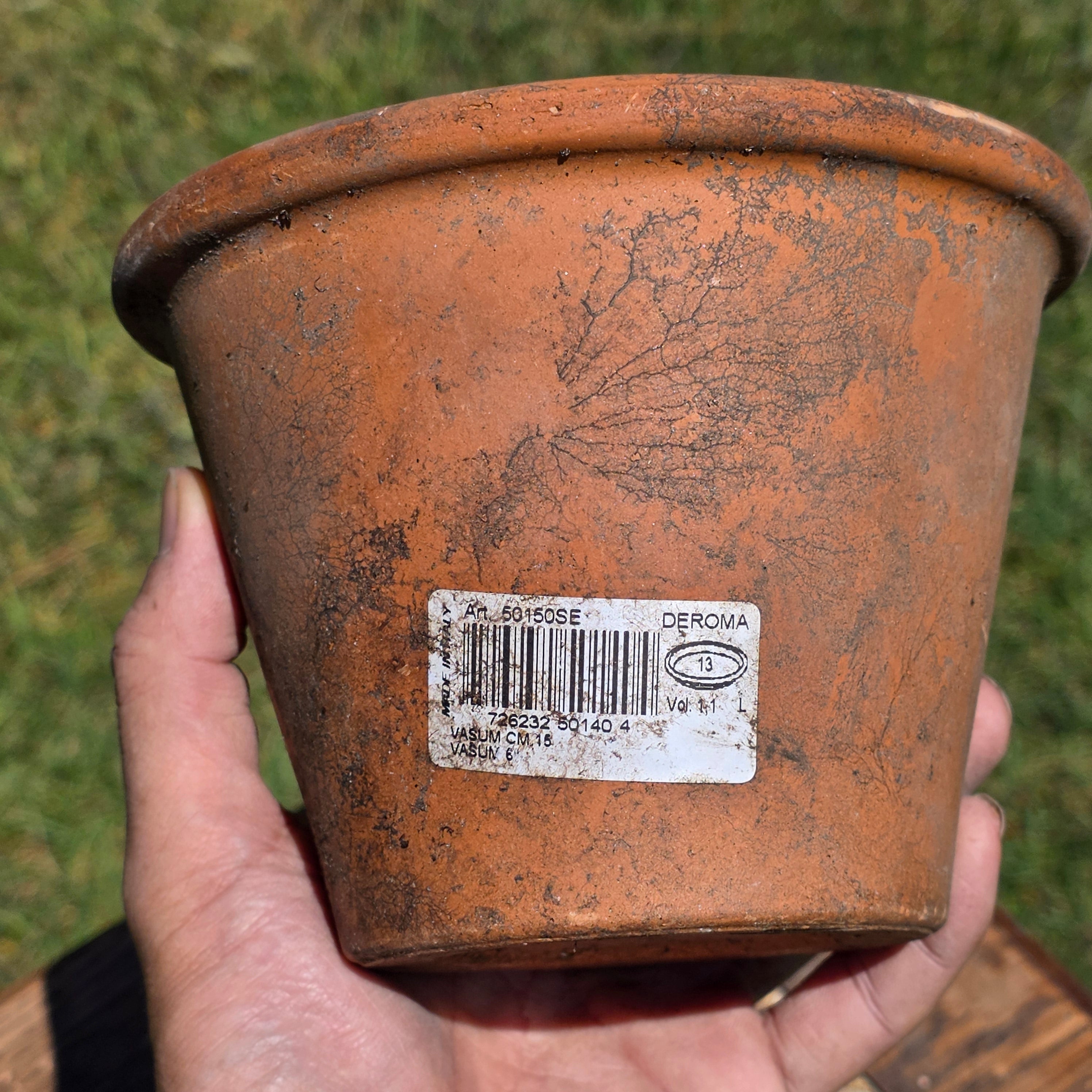 Vintage Deroma Italy Terracotta Planter Pot 6" Aged Patina Garden Italian Clay