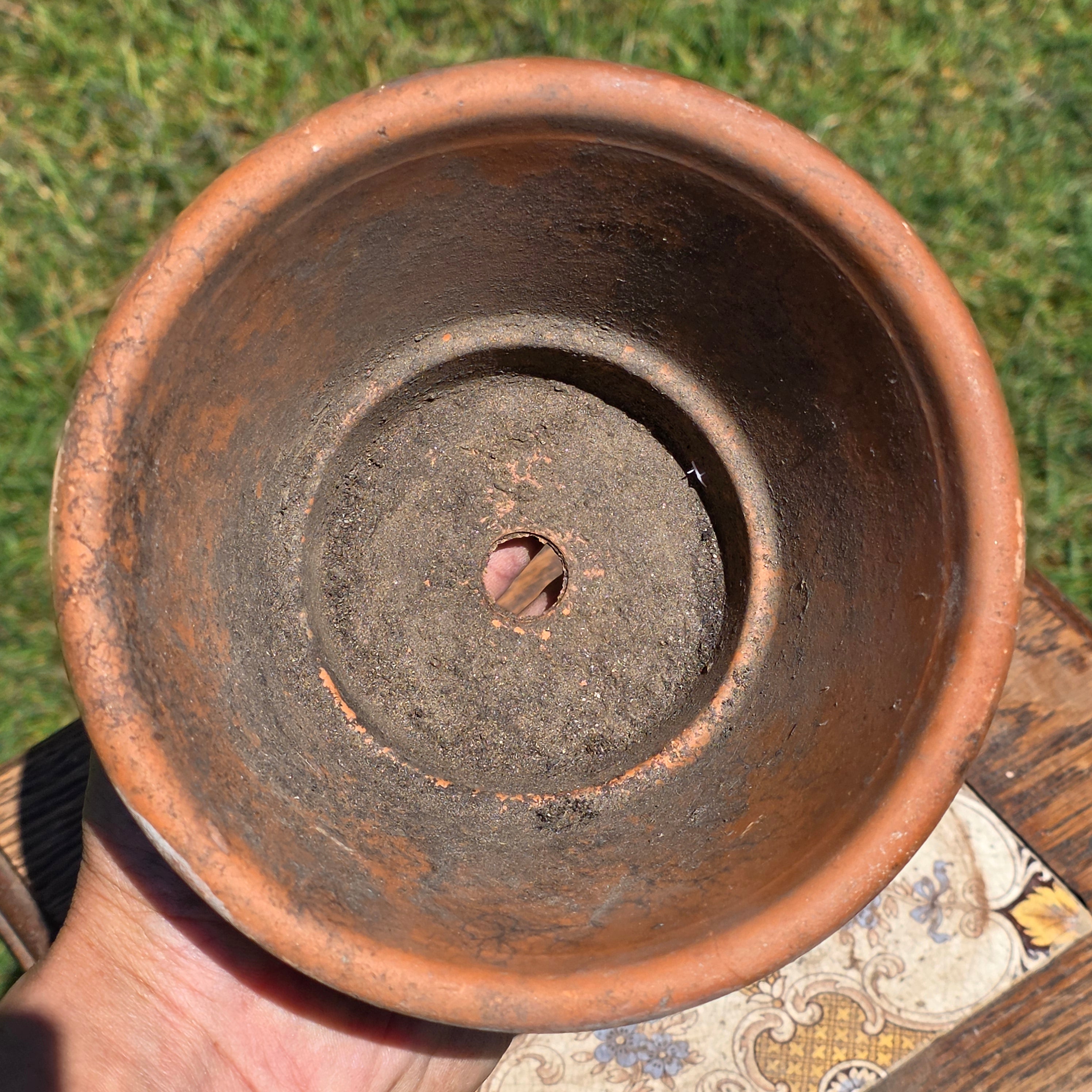 Vintage Deroma Italy Terracotta Planter Pot 6" Aged Patina Garden Italian Clay