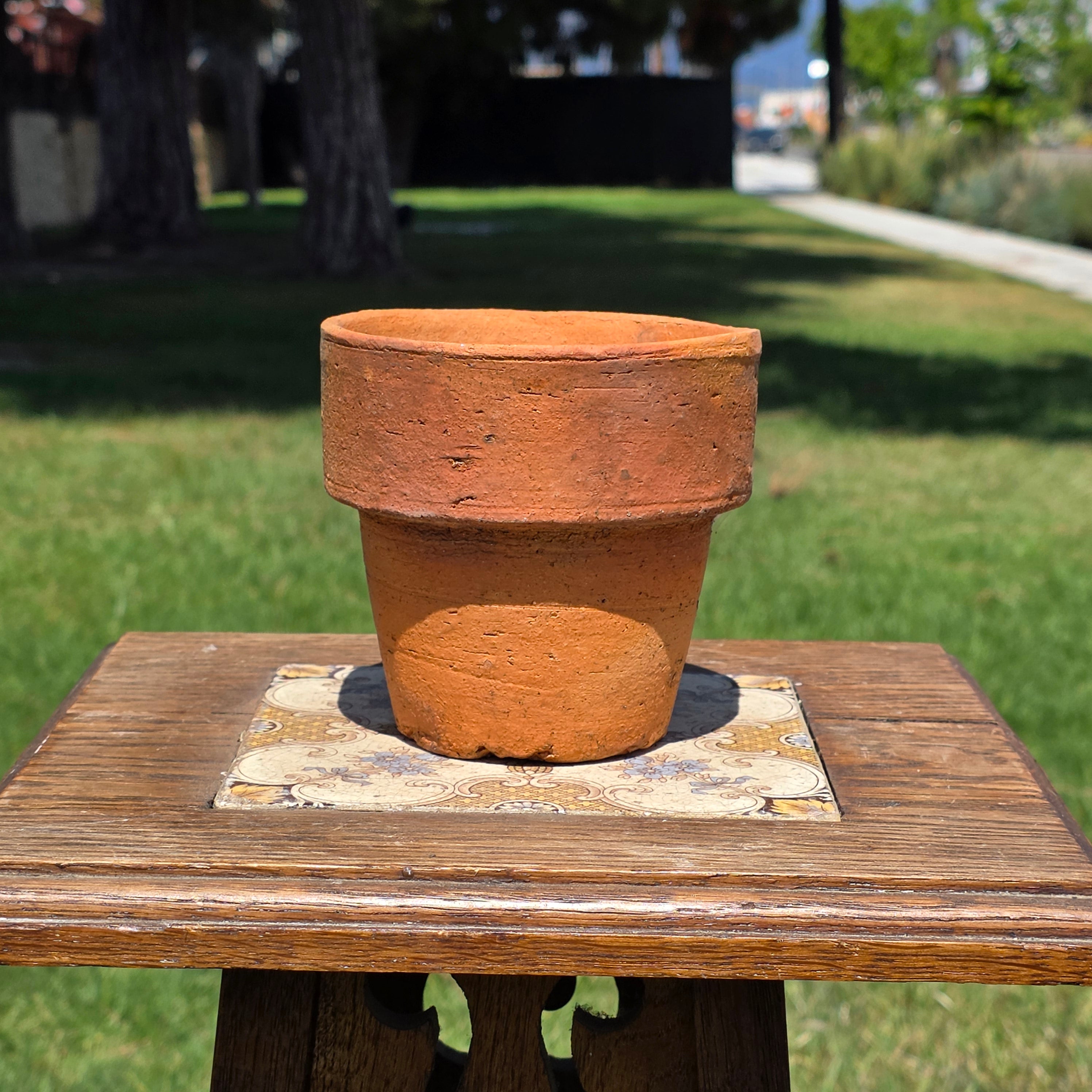 Vintage Italian Terracotta Planter Pot High Fired Heavy Clay 4.5" Garden Italy