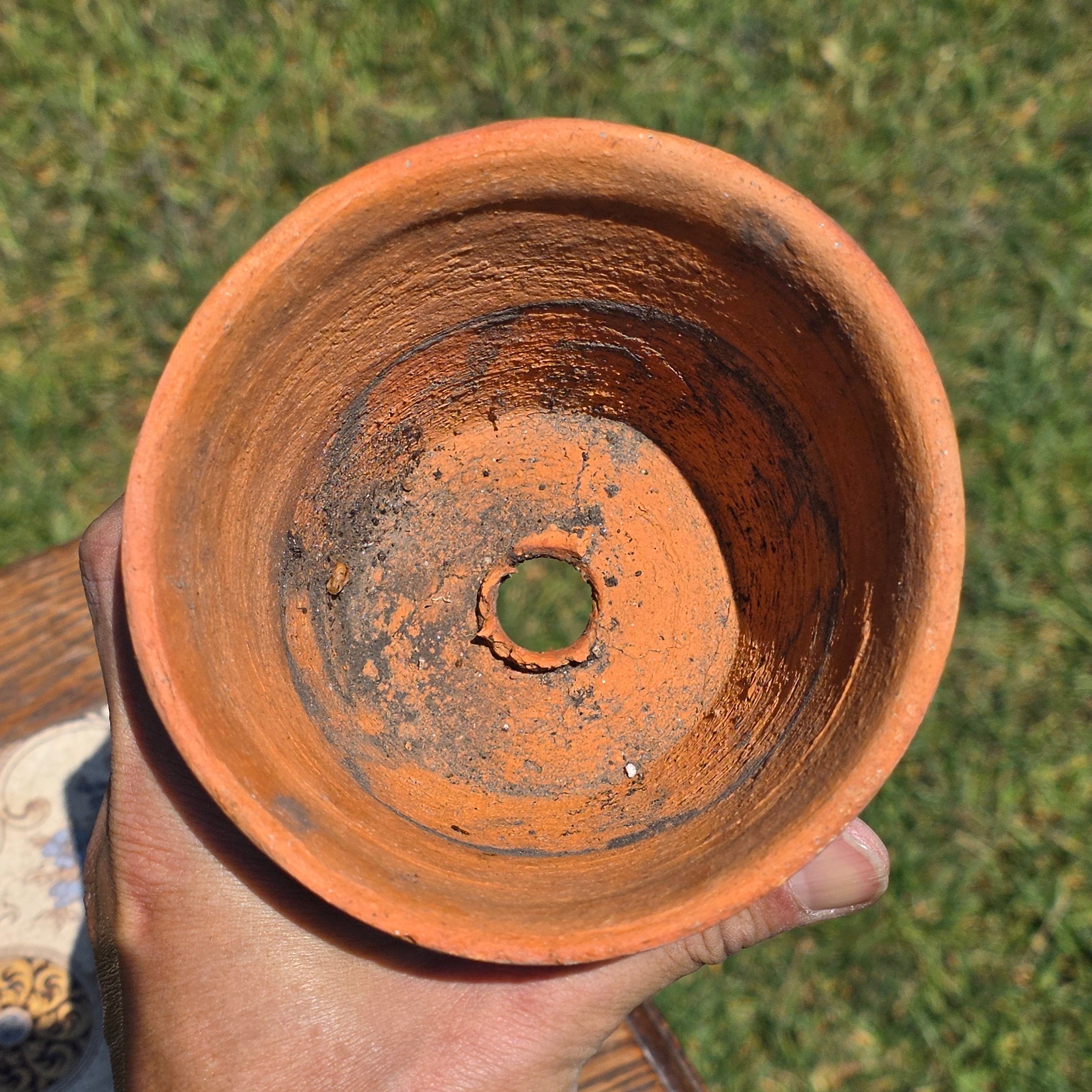 Vintage Italian Terracotta Planter Pot High Fired Heavy Clay 4.5" Garden Italy