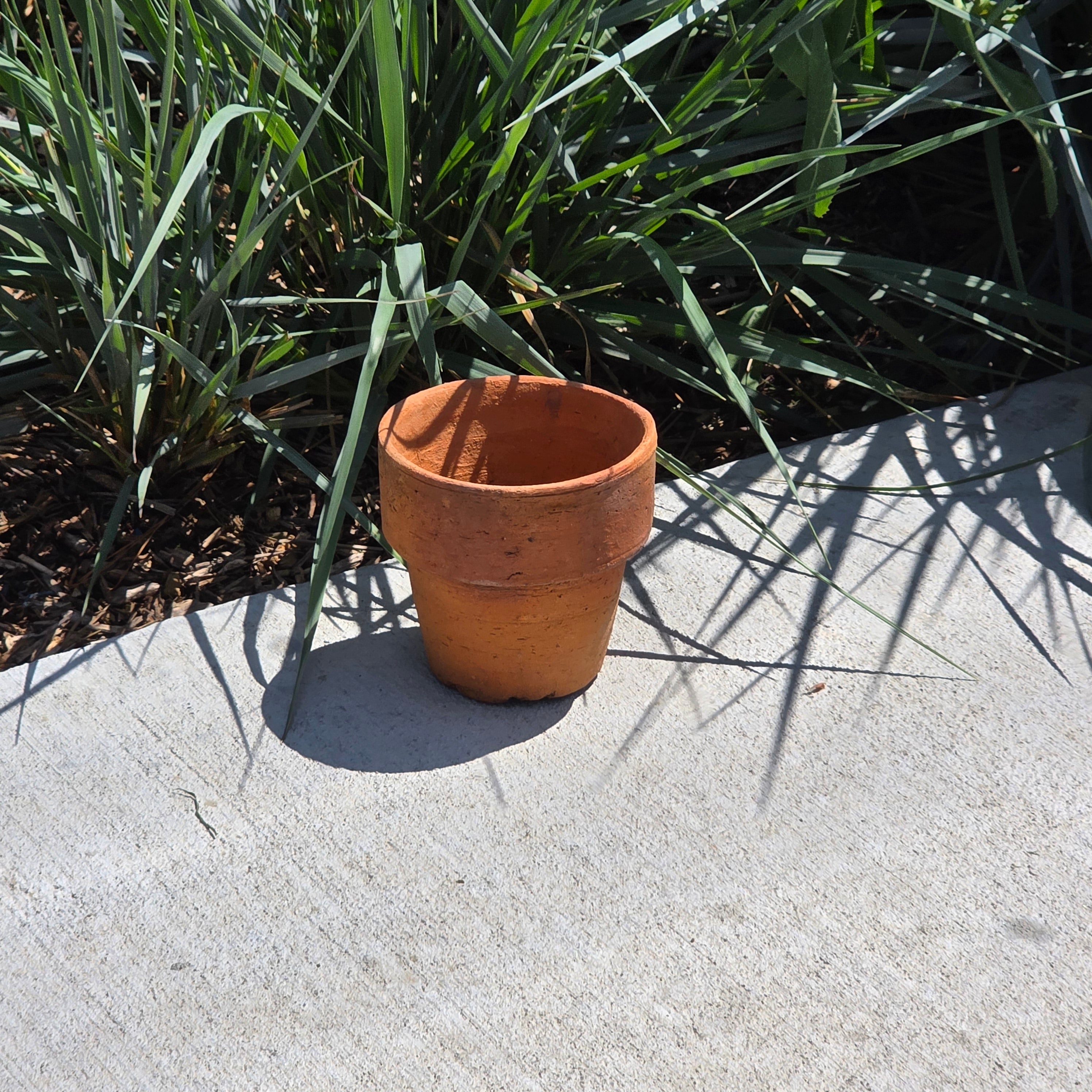 Vintage Italian Terracotta Planter Pot High Fired Heavy Clay 4.5" Garden Italy