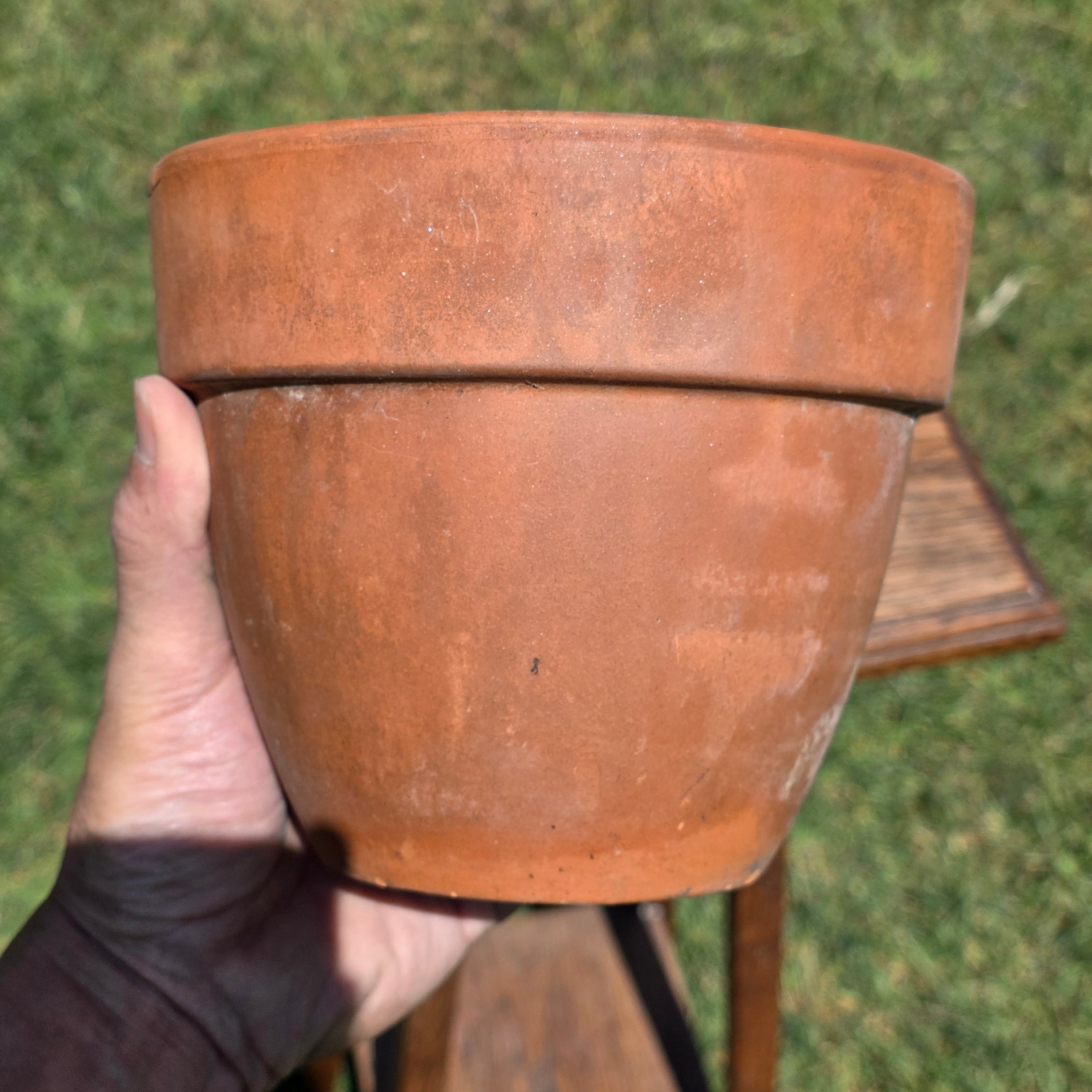 Vintage Italian Terracotta Planter Pot EV 16 Made in Italy 6.5" Aged Patina