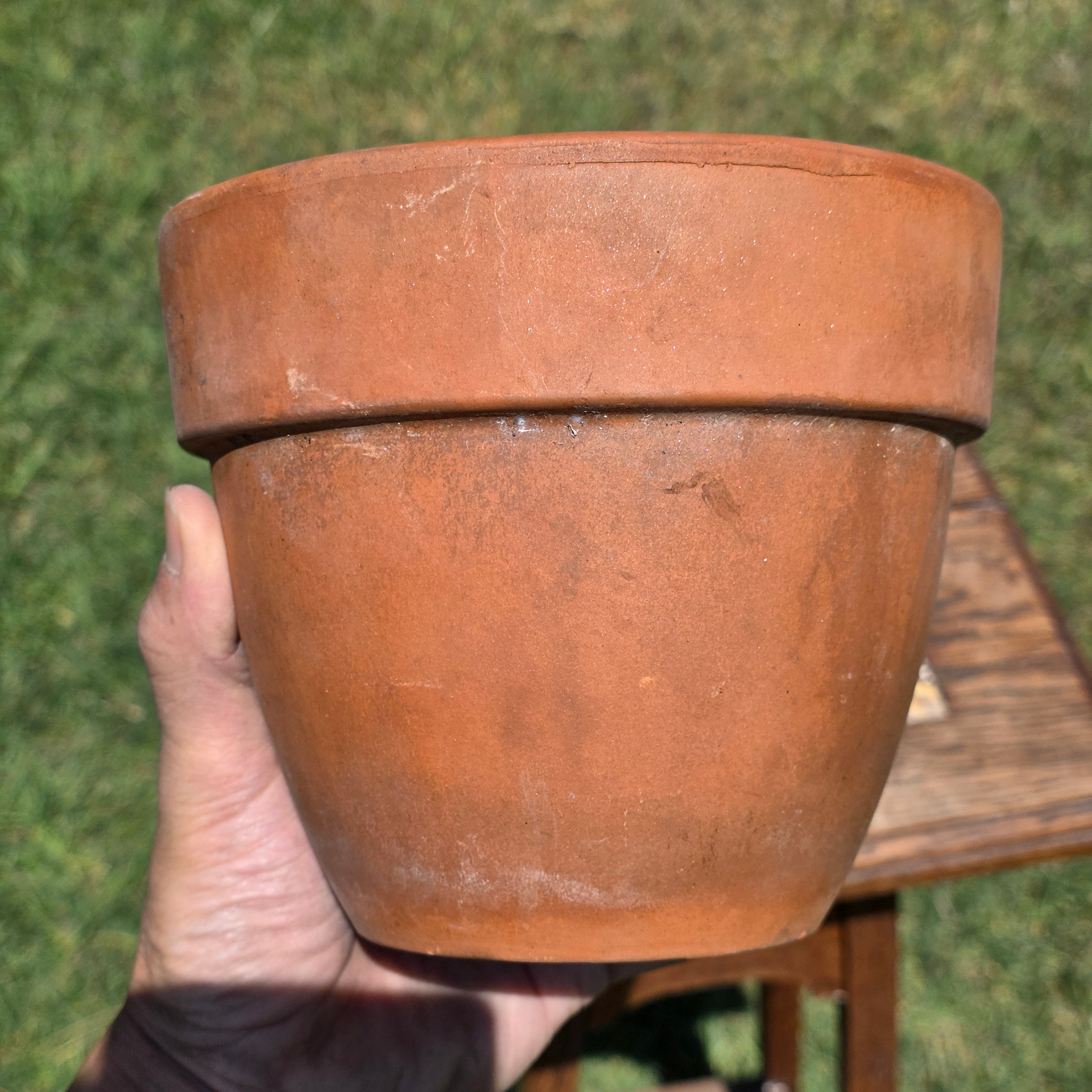 Vintage Italian Terracotta Planter Pot EV 16 Made in Italy 6.5" Aged Patina