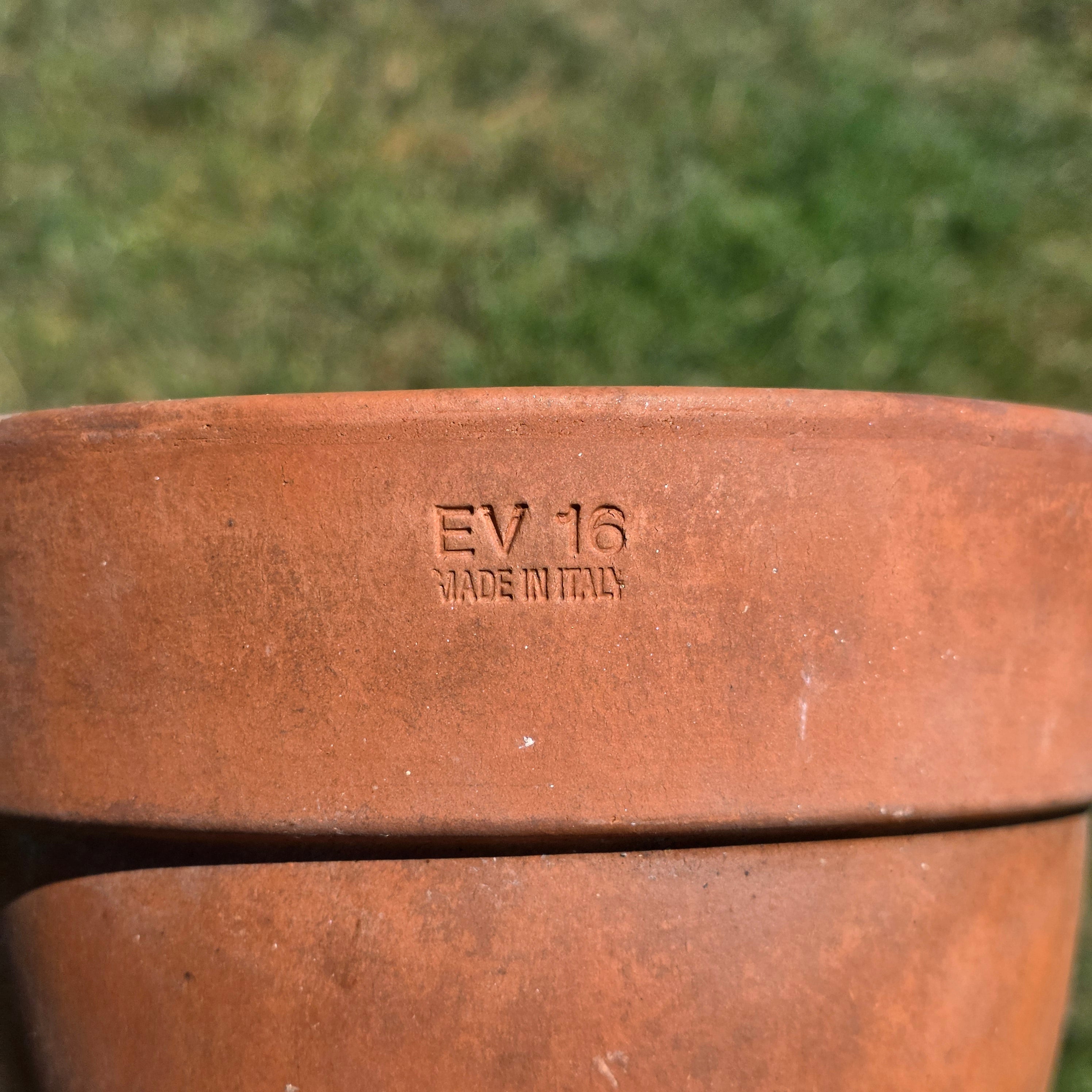 Vintage Italian Terracotta Planter Pot EV 16 Made in Italy 6.5" Aged Patina
