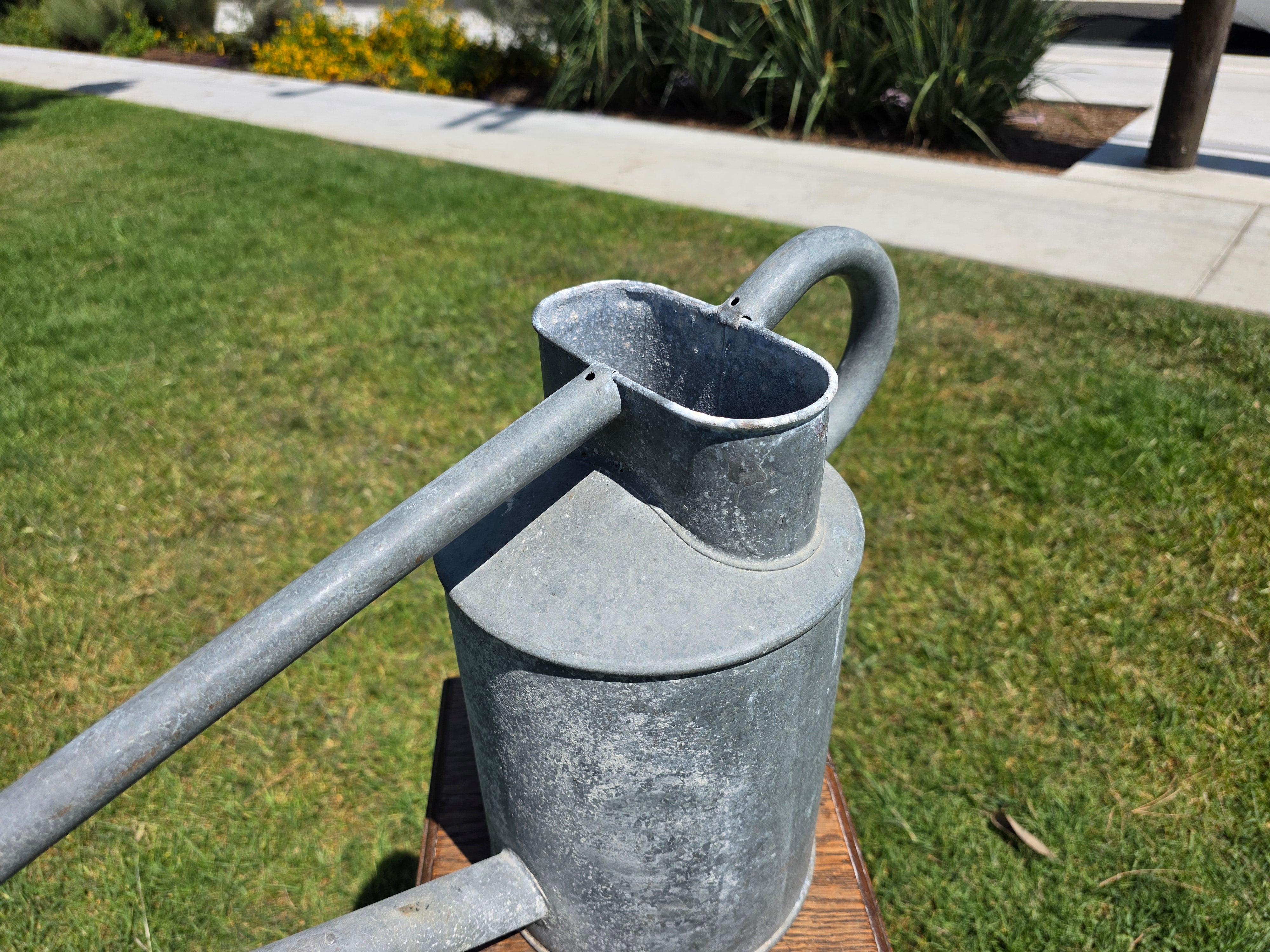 Vintage Haws Long Reach Watering Can Galvanized Steel 2 Gal England Garden