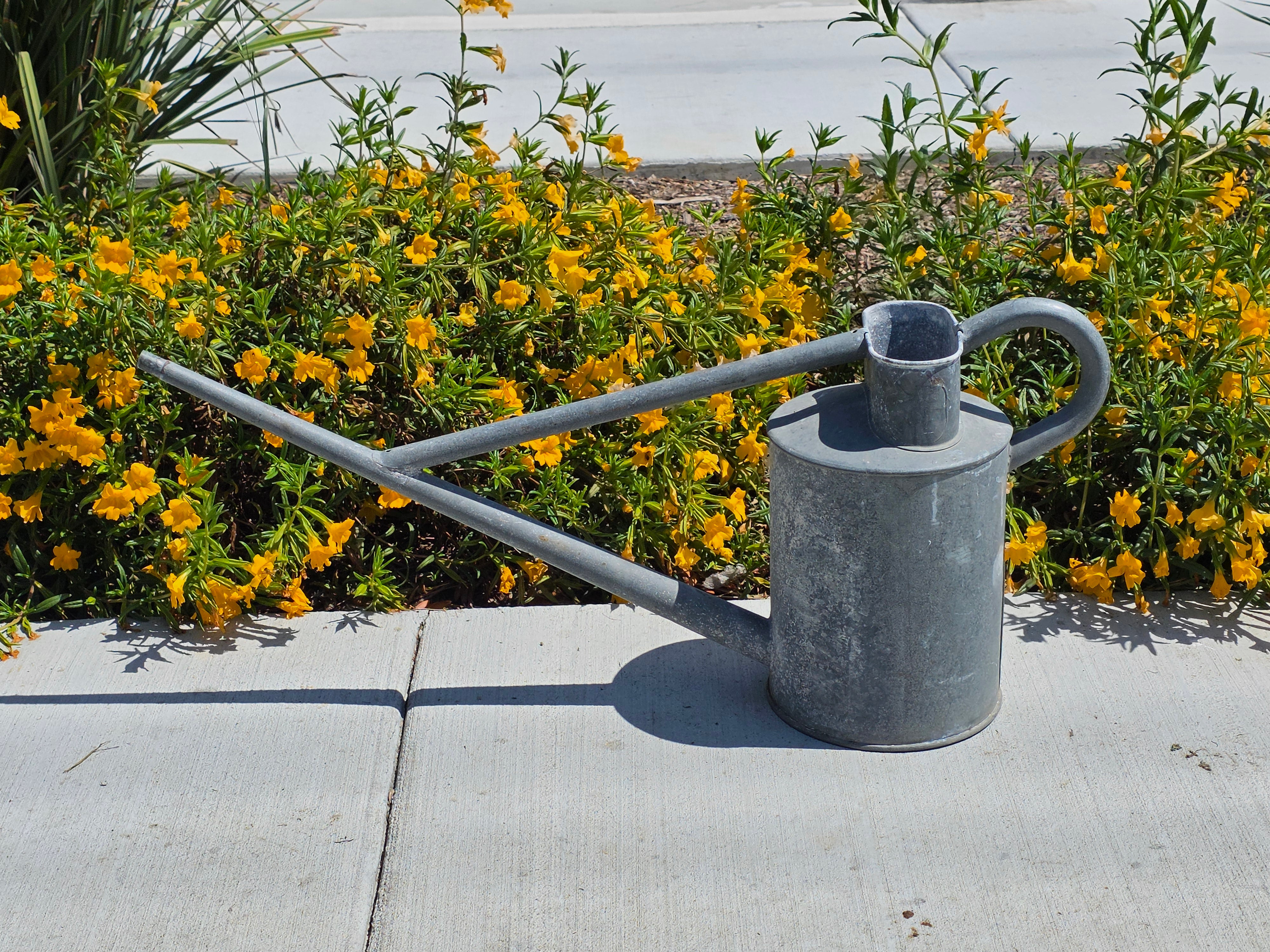 Vintage Haws Long Reach Watering Can Galvanized Steel 2 Gal England Garden