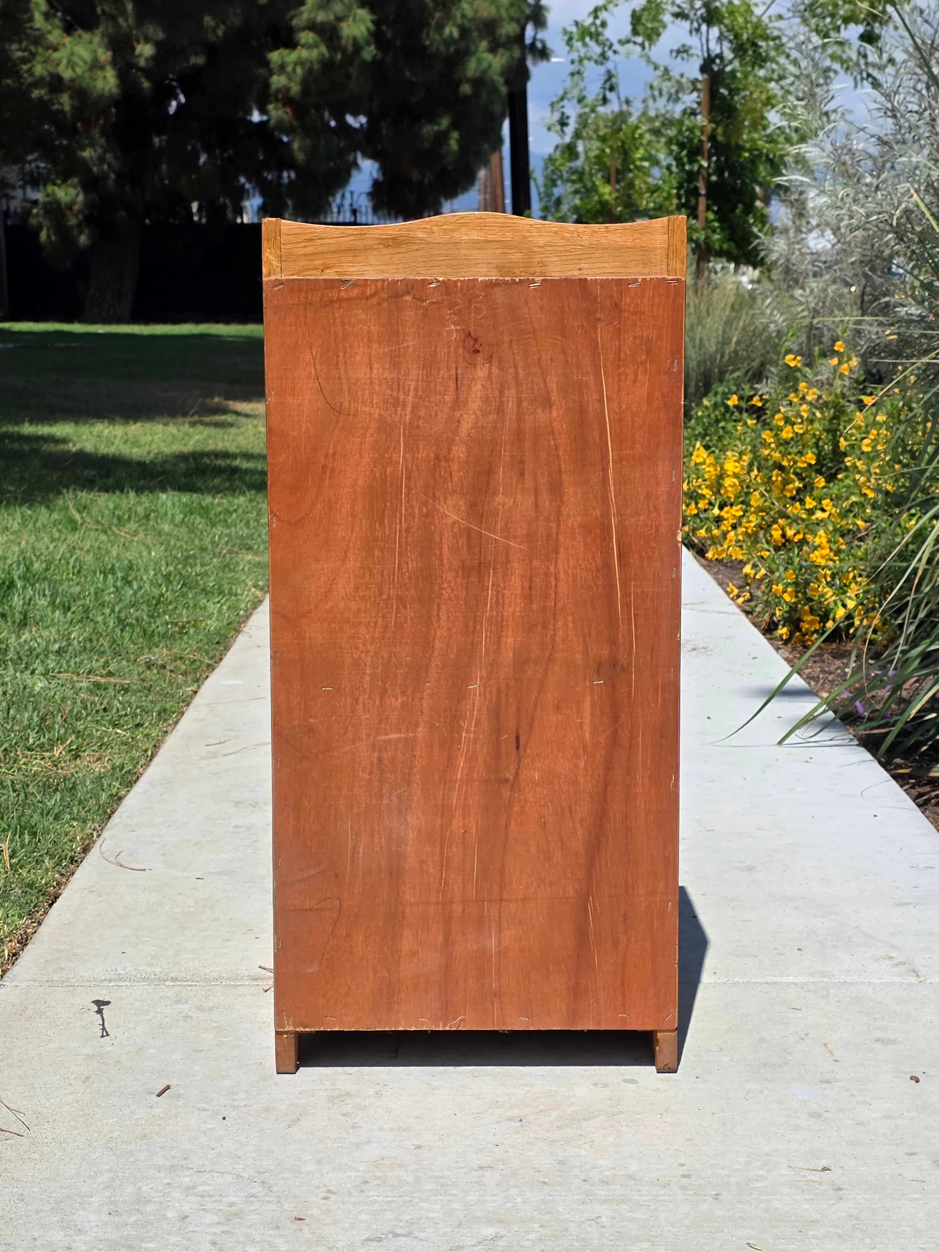 Vintage Oak Wood Trash Can Cabinet Kitchen Waste Bin Holder Country Farmhouse