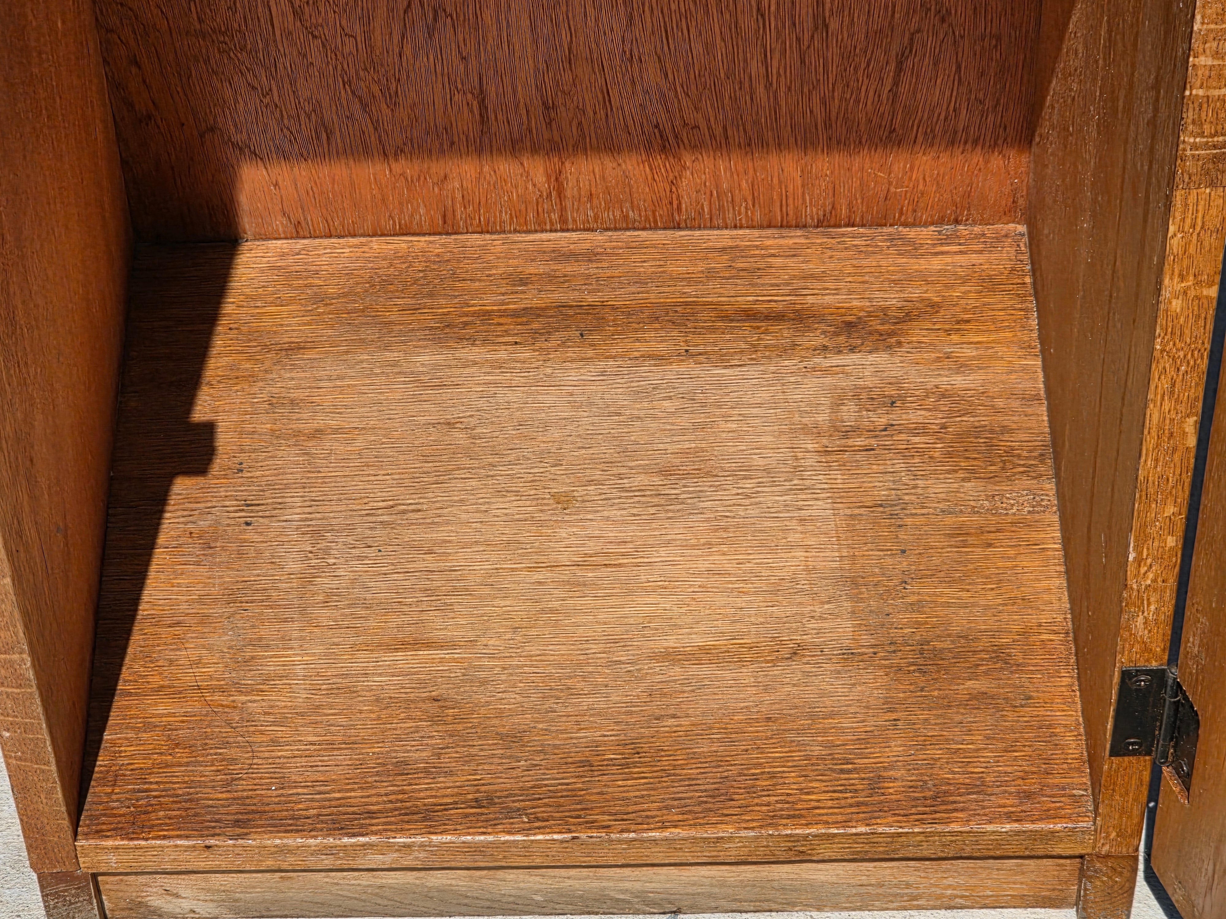 Vintage Oak Wood Trash Can Cabinet Kitchen Waste Bin Holder Country Farmhouse
