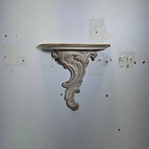Vintage Syroco Wood Wall Shelf Floating Console Gold White Hollywood Regency MCM