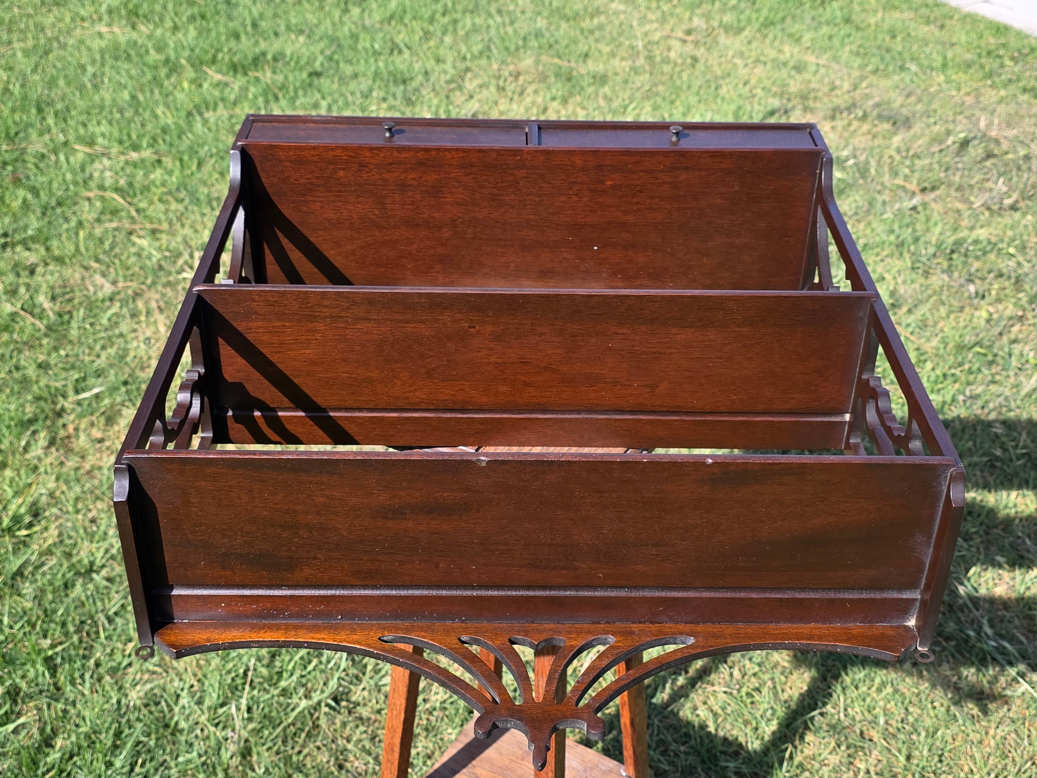 Vintage Pagoda Wall Shelf Chinoiserie Fretwork Display Rack 2 Drawers Mahogany