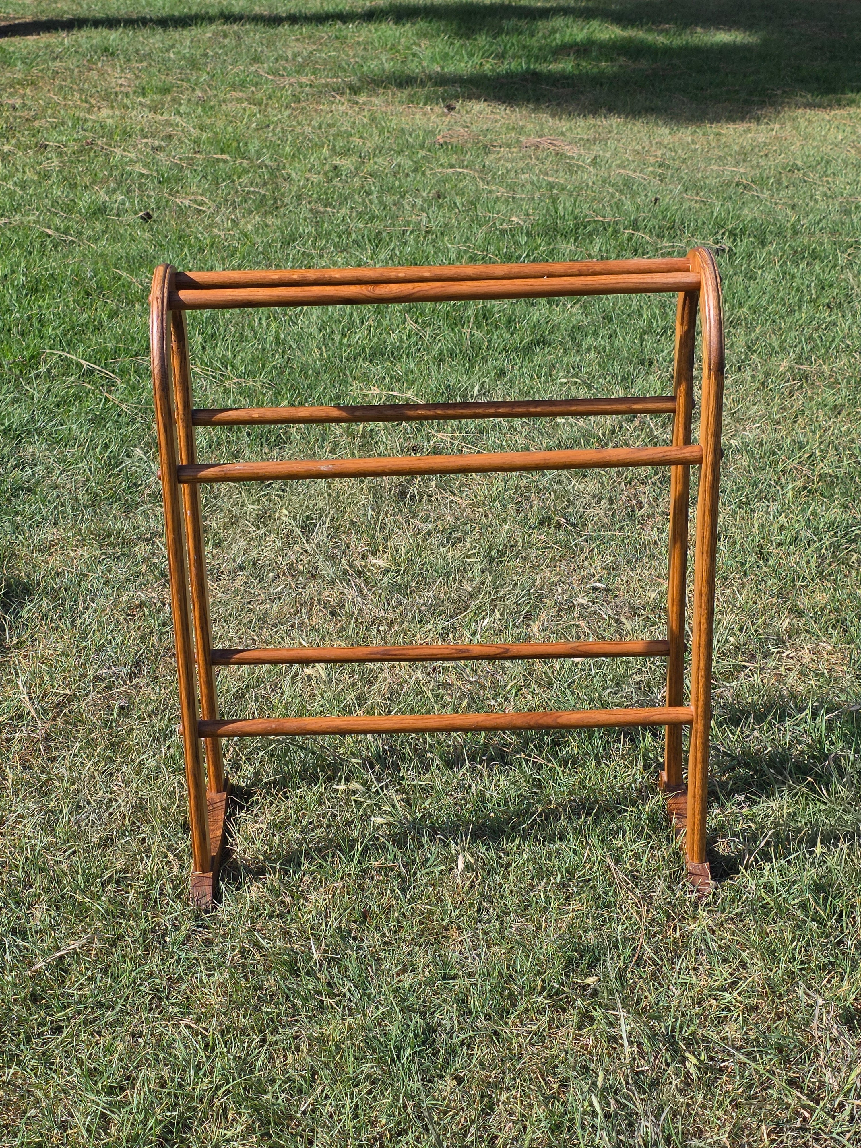 Vintage Oak Wood Quilt Rack Blanket Organizer Decor Stand Holder Cottage Core
