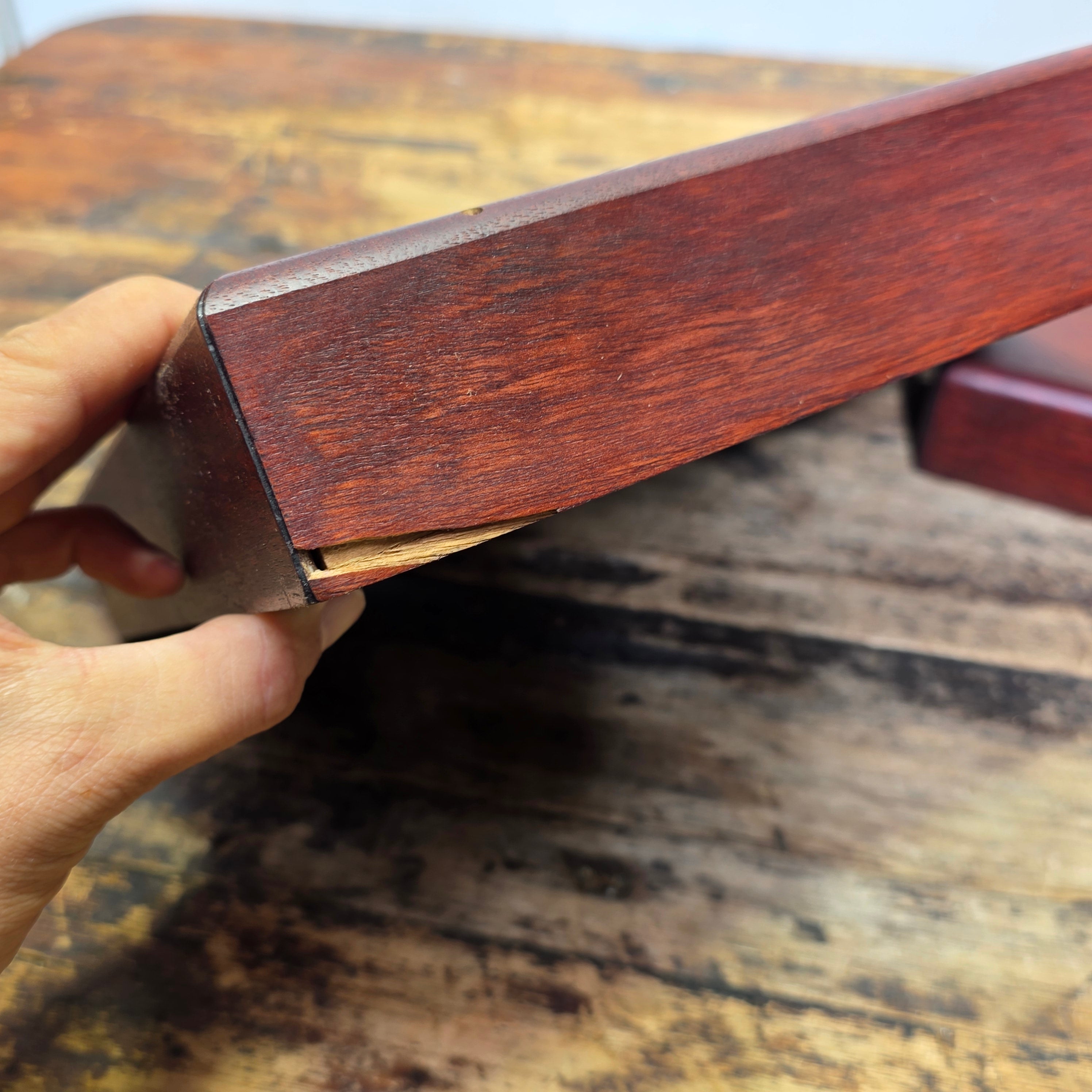 Vintage Carver Wood Products Desk Letter Tray Cherry Oak MCM 2 Tier Damage USA