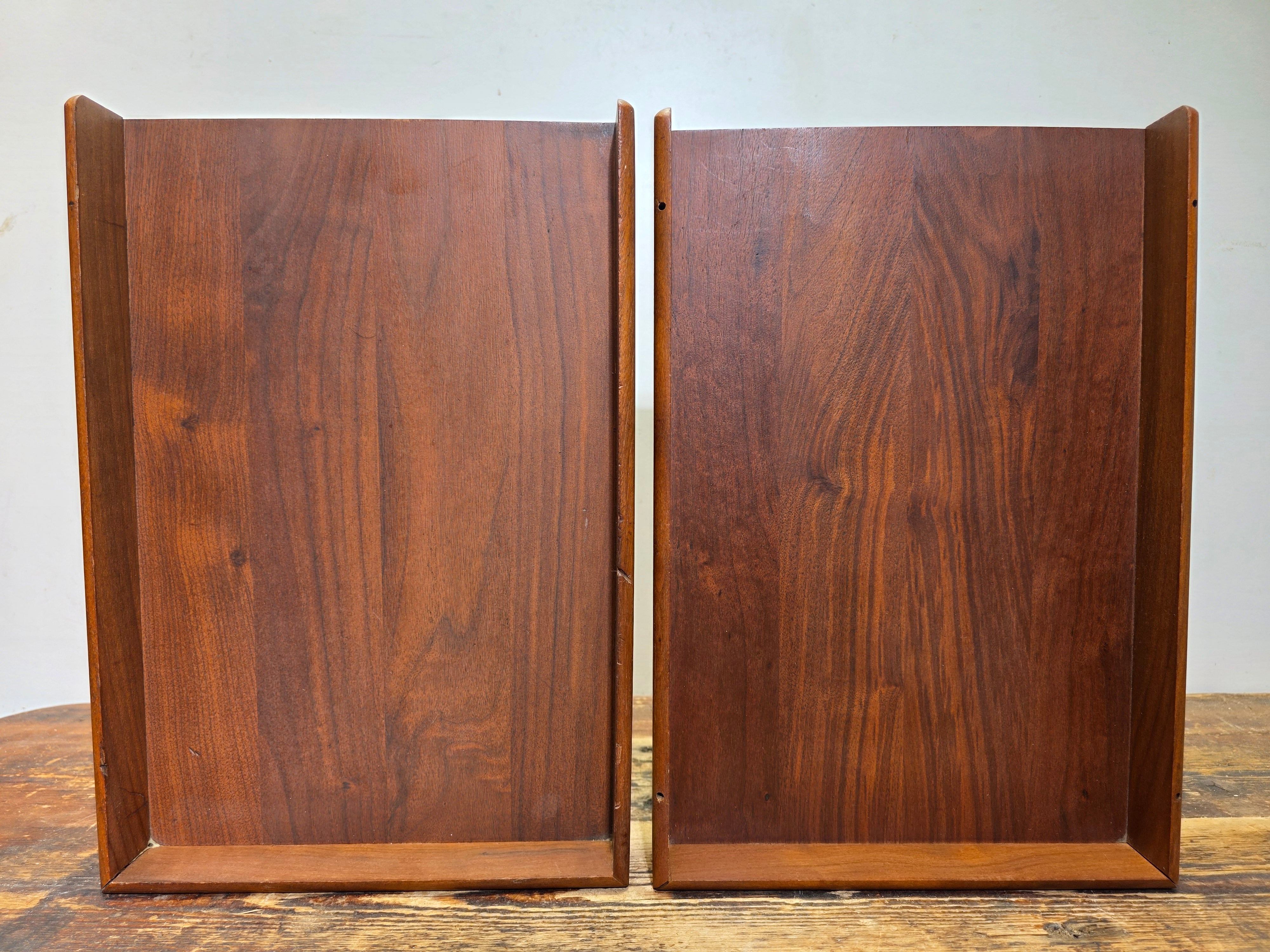 Vintage Carver Wood Products Desk Letter Tray 2 Tier Walnut Oak MCM Damage USA