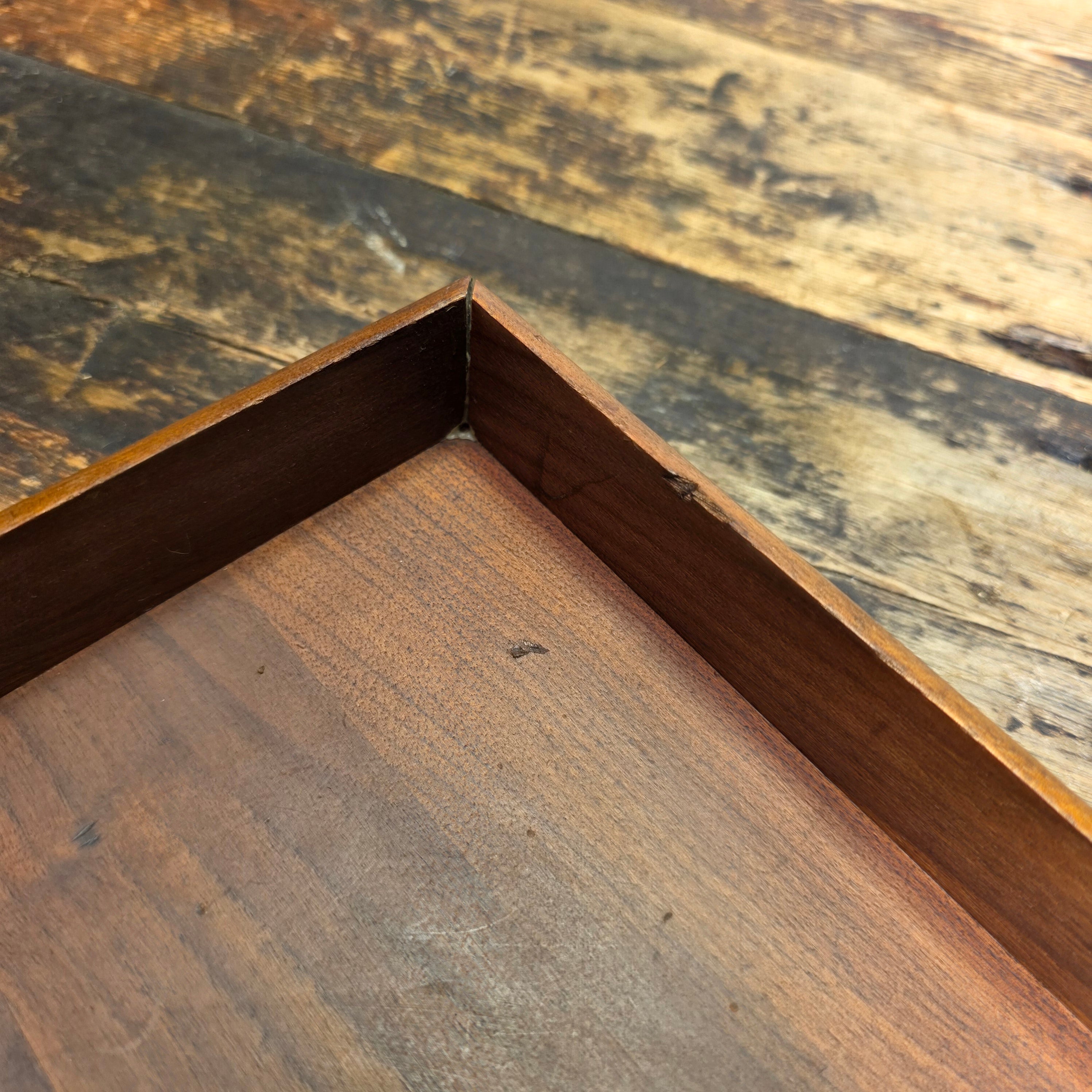 Vintage Carver Wood Products Desk Letter Tray 2 Tier Walnut Oak MCM Damage USA