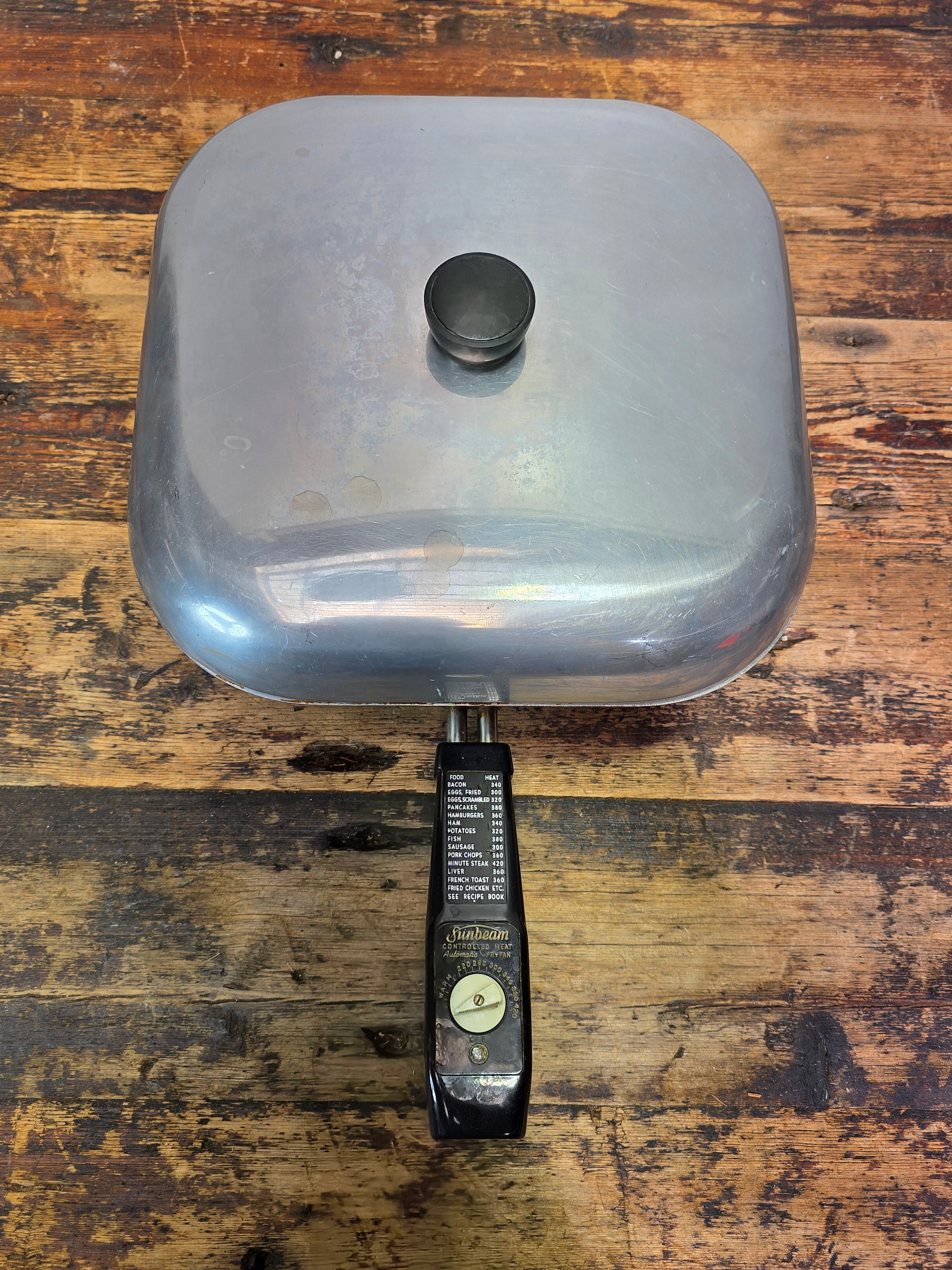 Vintage Sunbeam Automatic Electric Frypan Model FP-L MCM Aluminum Skillet W/ Lid