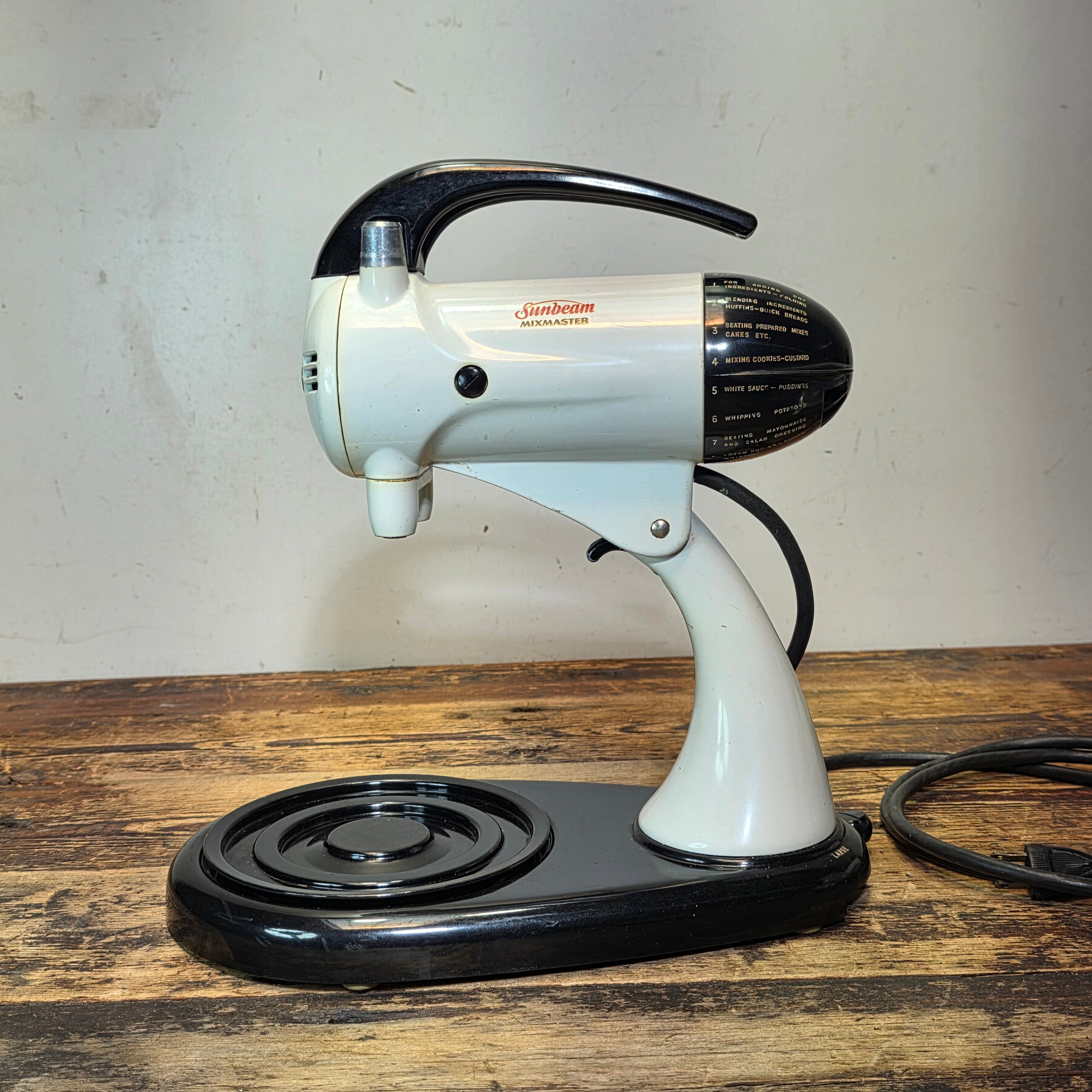 Vintage Sunbeam Mixmaster Model 10 White MCM Stand Mixer Blender Juicer Chopper