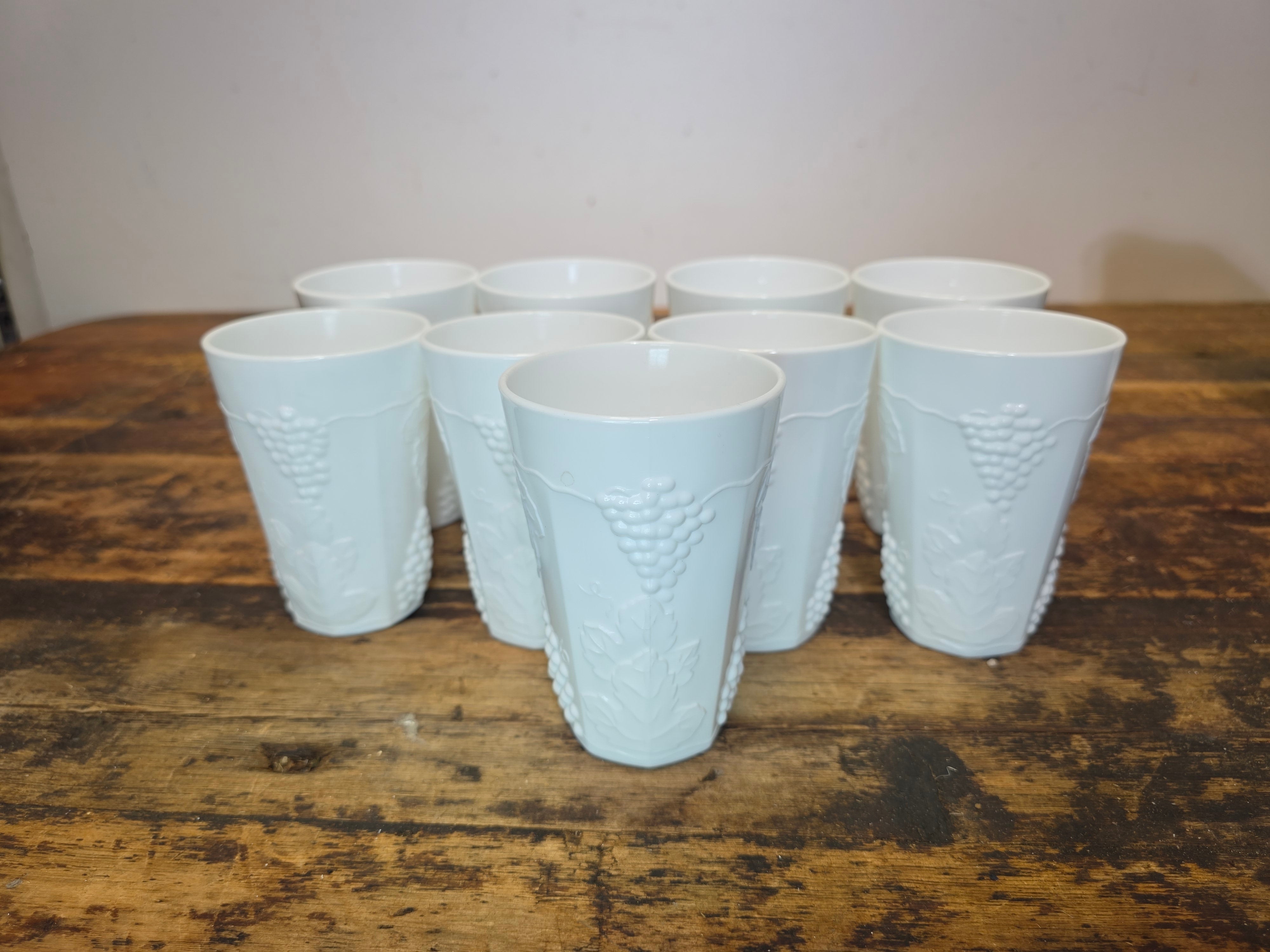 Vintage Indiana Glass Colony Harvest Grape Pitcher 9 Cups Garland Fruit Bowl Set