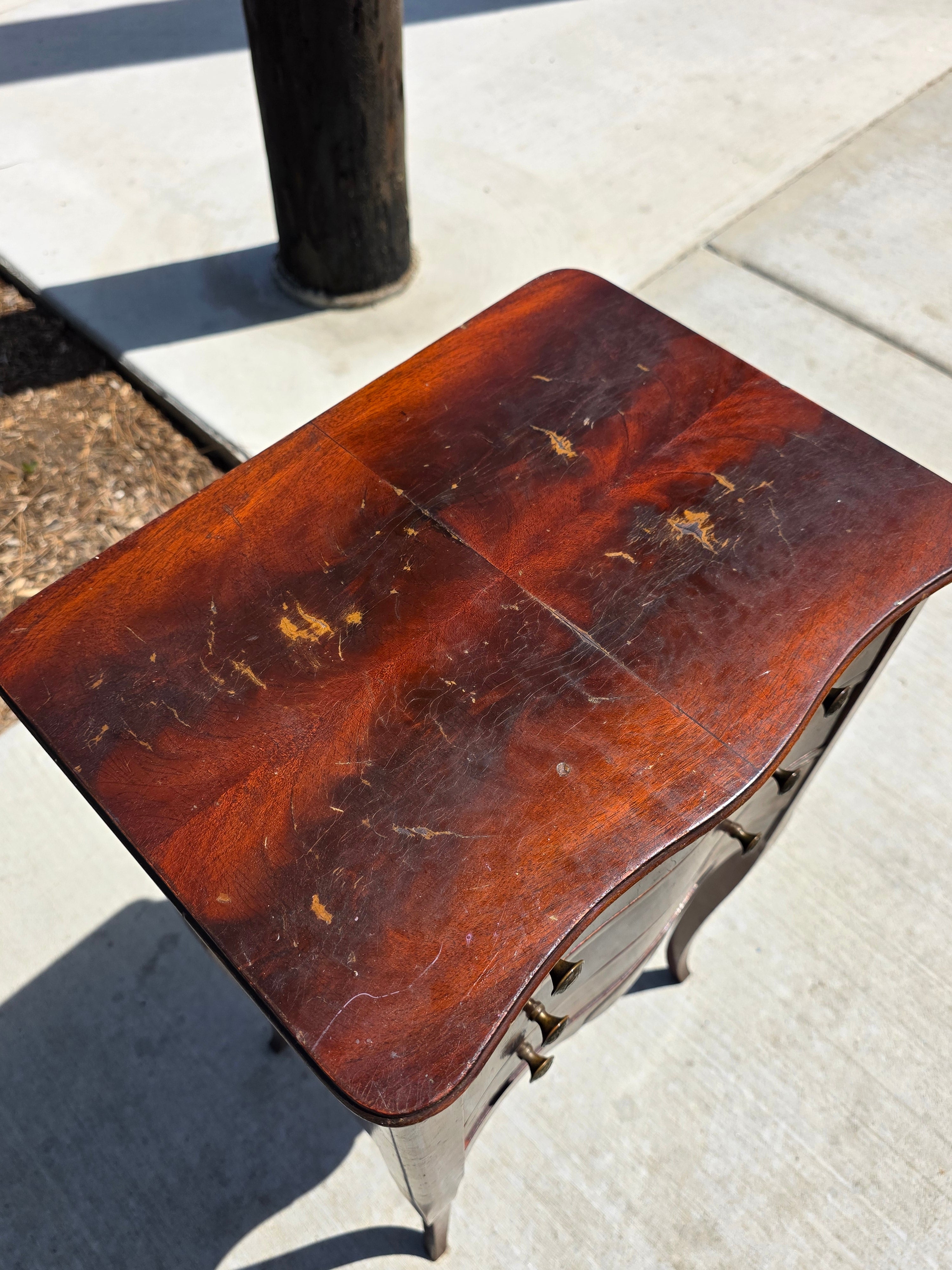 Vintage Ferguson Bros Wood Nightstand Side Table Drawer Bow Front Brown 28.5" H