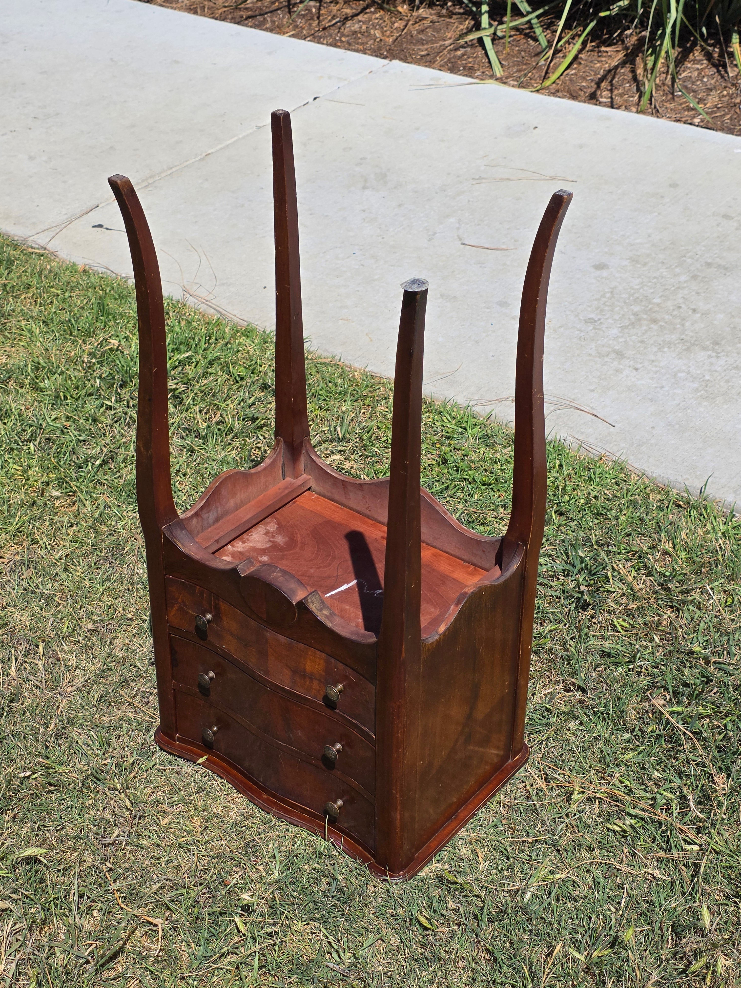 Vintage Ferguson Bros Wood Nightstand Side Table Drawer Bow Front Brown 28.5" H