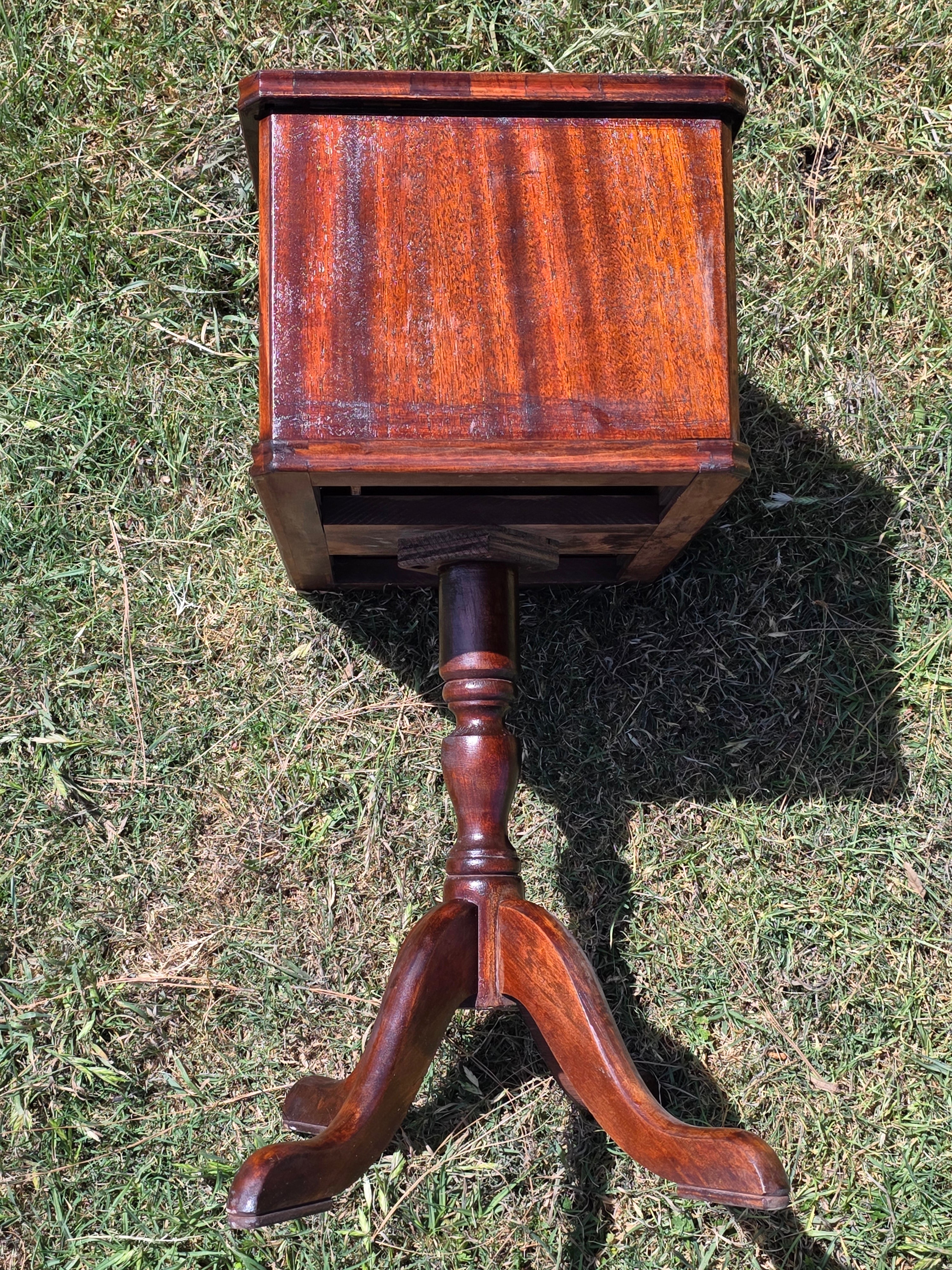 Vintage Duncan Phyfe Style Sewing Cabinet Side Table Mahogany Wood Spool Drawer