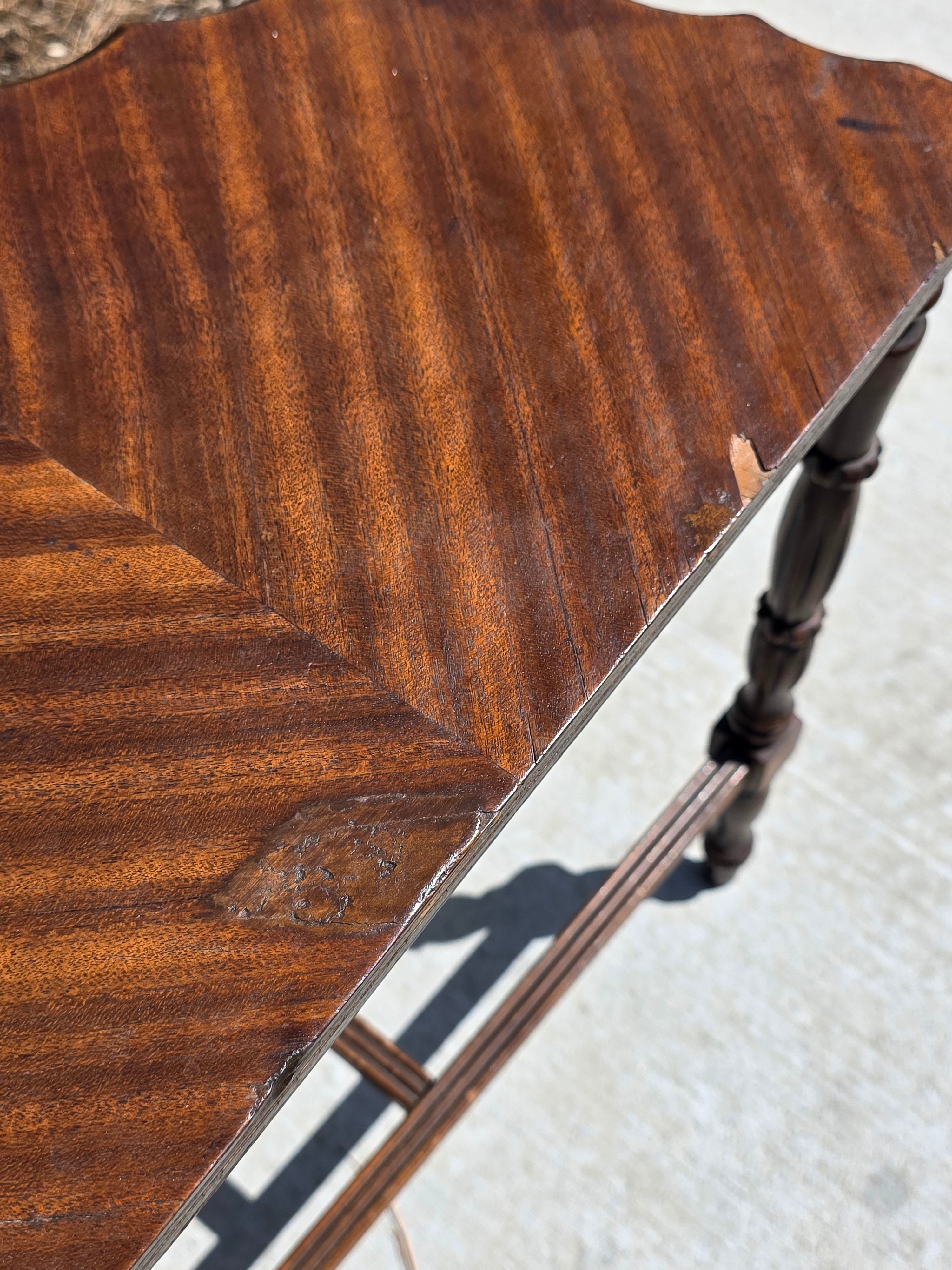 Vintage Half Moon Table Art Deco Plant Stand Reverse Veneer Damage Need Repair