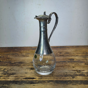 Vintage Italian Lead Crystal Pewter Decanter 24% Pb0 Italy Wine Pitcher MCM
