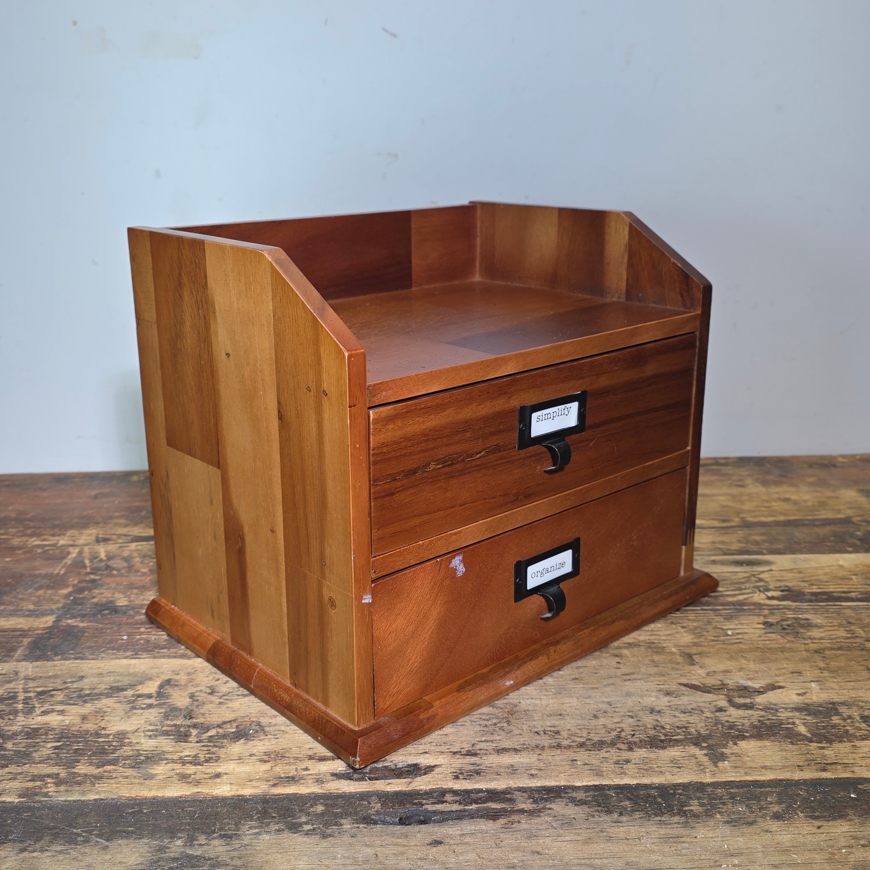 Vintage Drexel Heritage Wood Desktop Organizer 2 Drawer Apothecary Library Chest