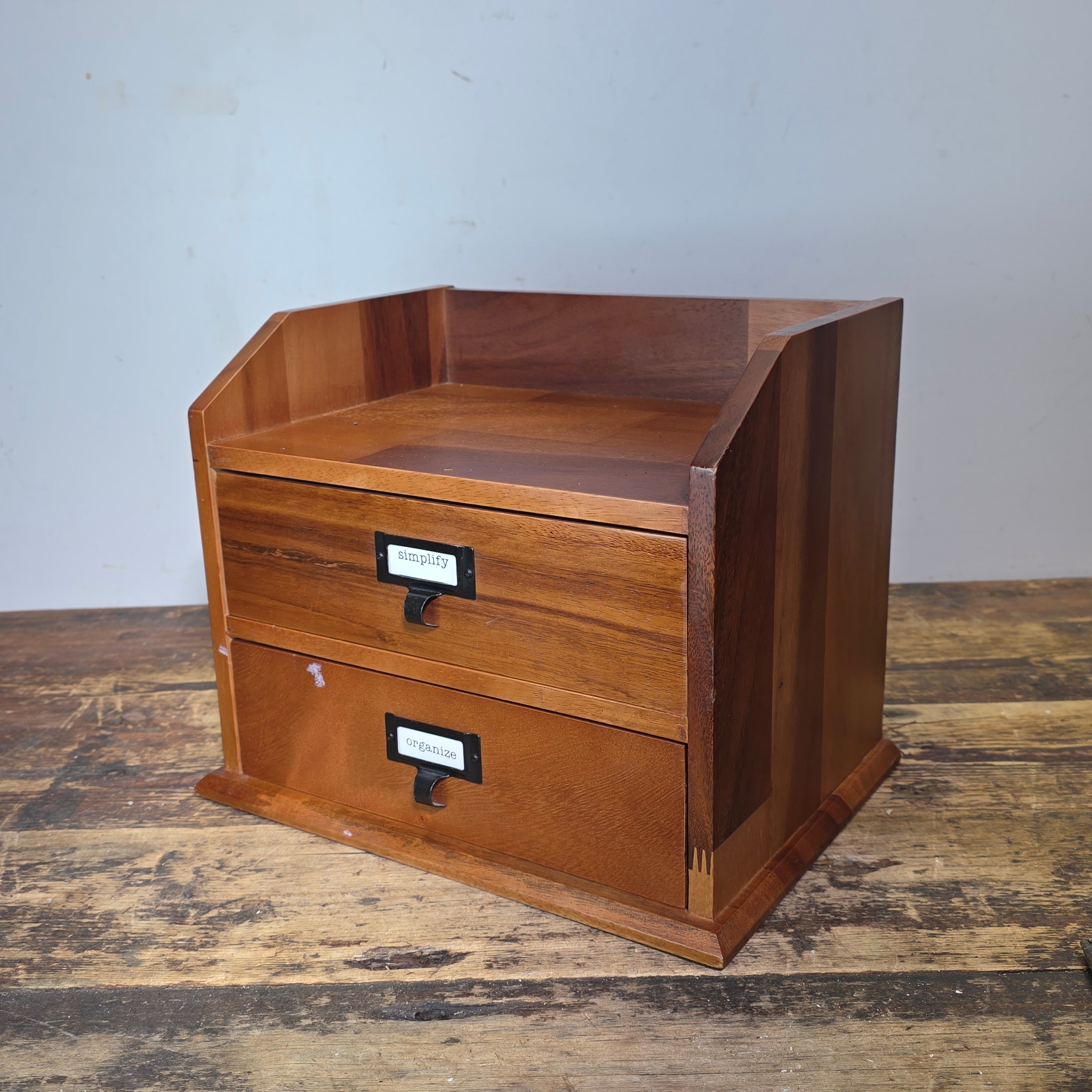 Vintage Drexel Heritage Wood Desktop Organizer 2 Drawer Apothecary Library Chest