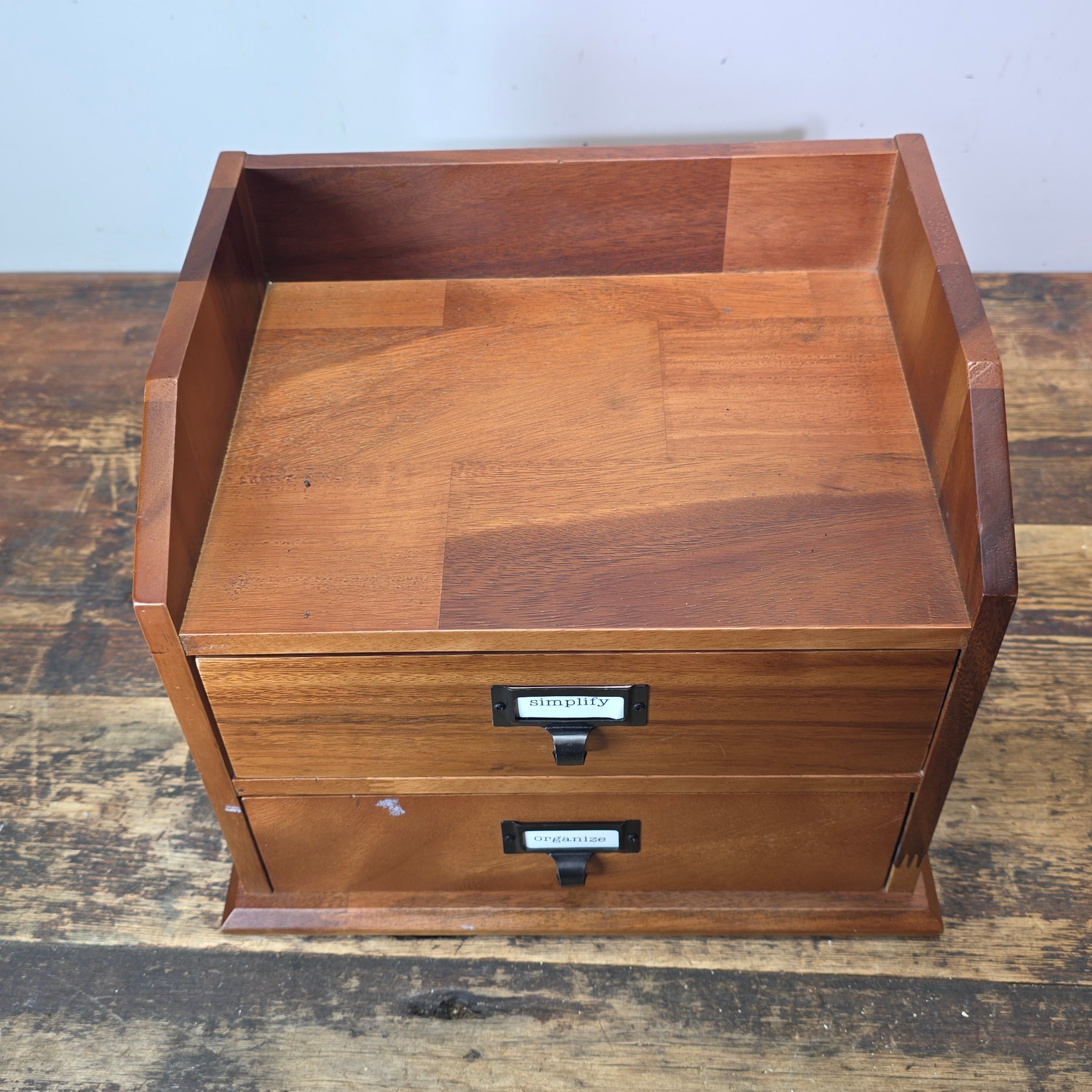 Vintage Drexel Heritage Wood Desktop Organizer 2 Drawer Apothecary Library Chest