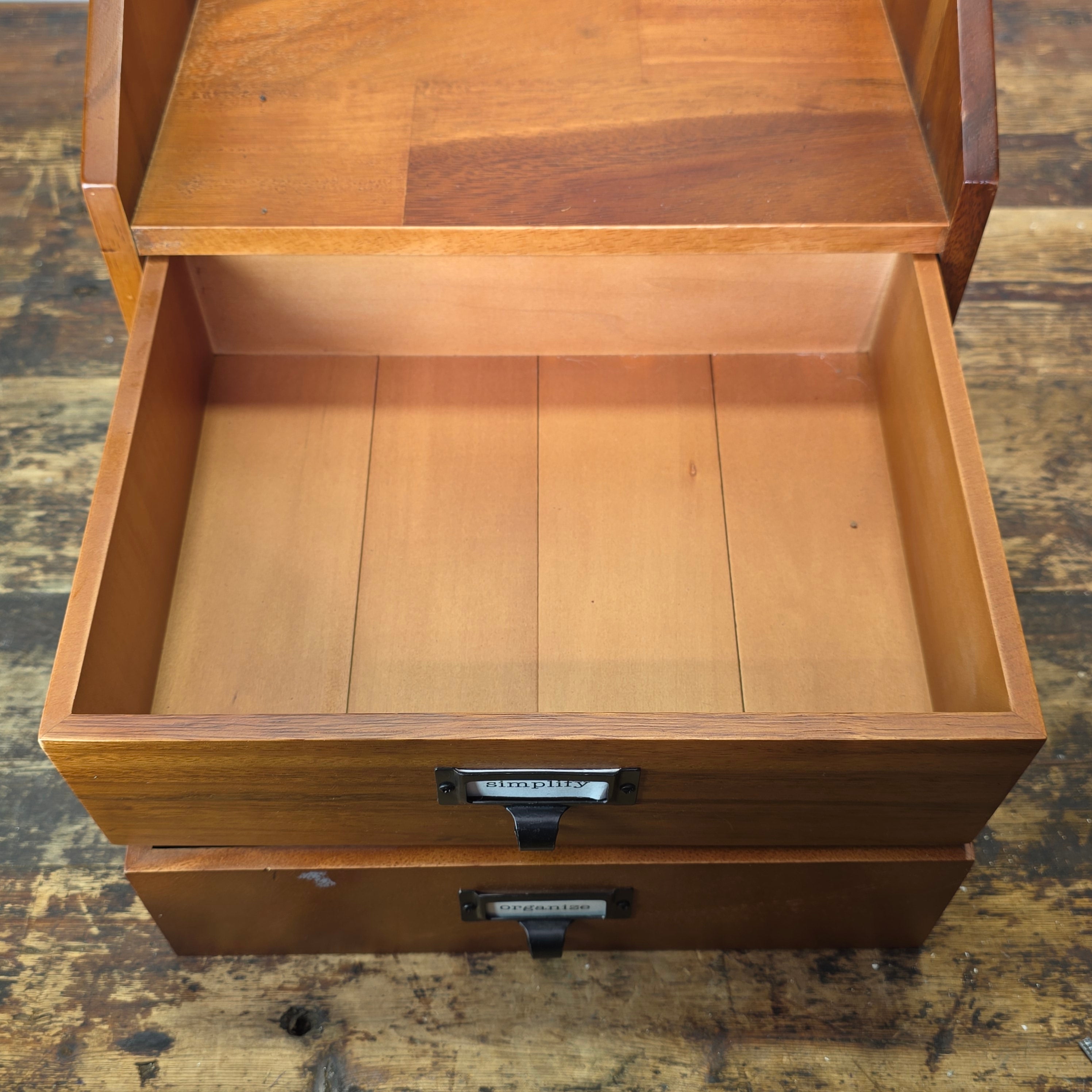 Vintage Drexel Heritage Wood Desktop Organizer 2 Drawer Apothecary Library Chest