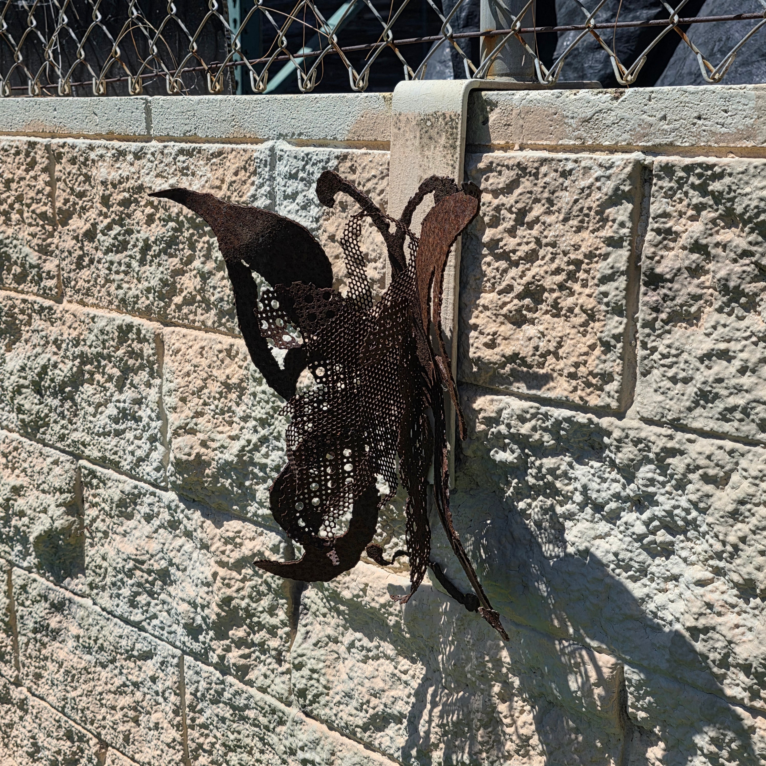 Vintage Brutalist Metal Butterfly Wall Art Hanging Sculpture Rusty Iron Garden