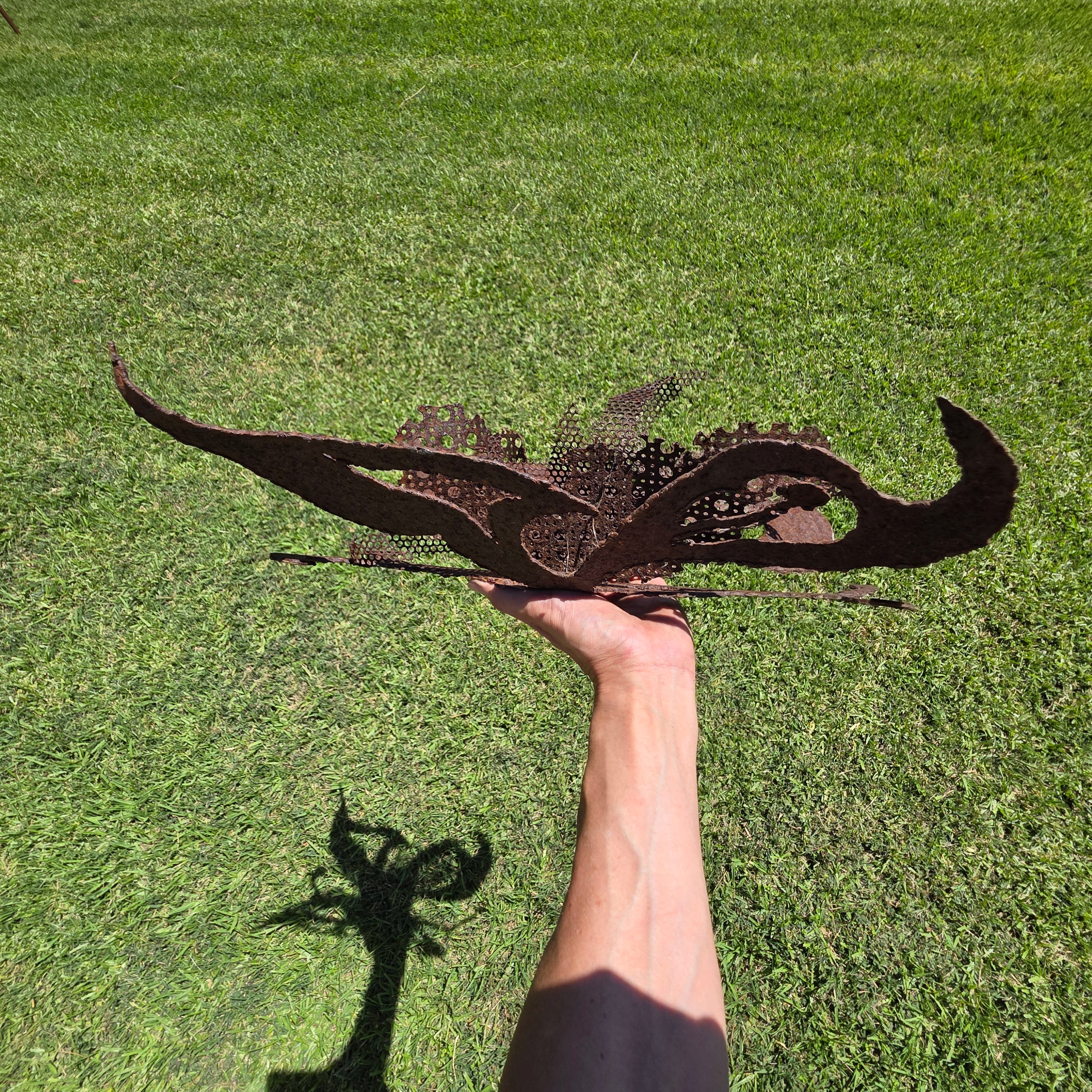 Vintage Brutalist Metal Butterfly Wall Art Hanging Sculpture Rusty Iron Garden