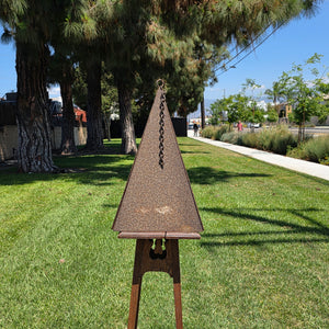 Vintage Joe Coniff Style Pyramid Metal Wind Bell Chime Rustic Garden Art 20"