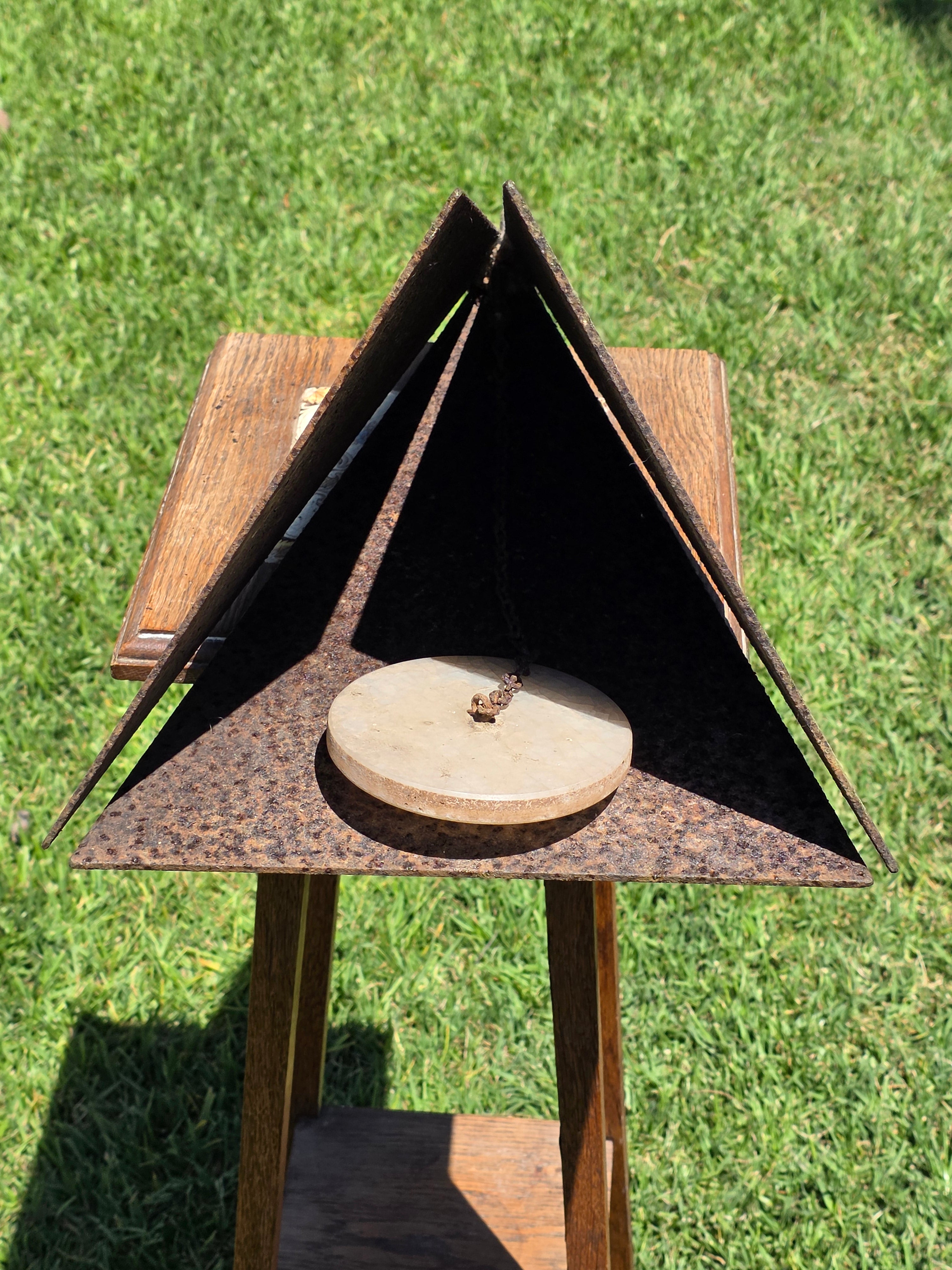 Vintage Joe Coniff Style Pyramid Metal Wind Bell Chime Rustic Garden Art 20"