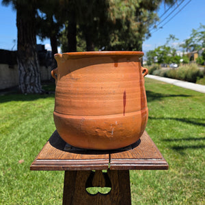 Vintage Terracotta Confit Pot Bean Pot Rustic Clay Planter Drip Glaze Ear Handle