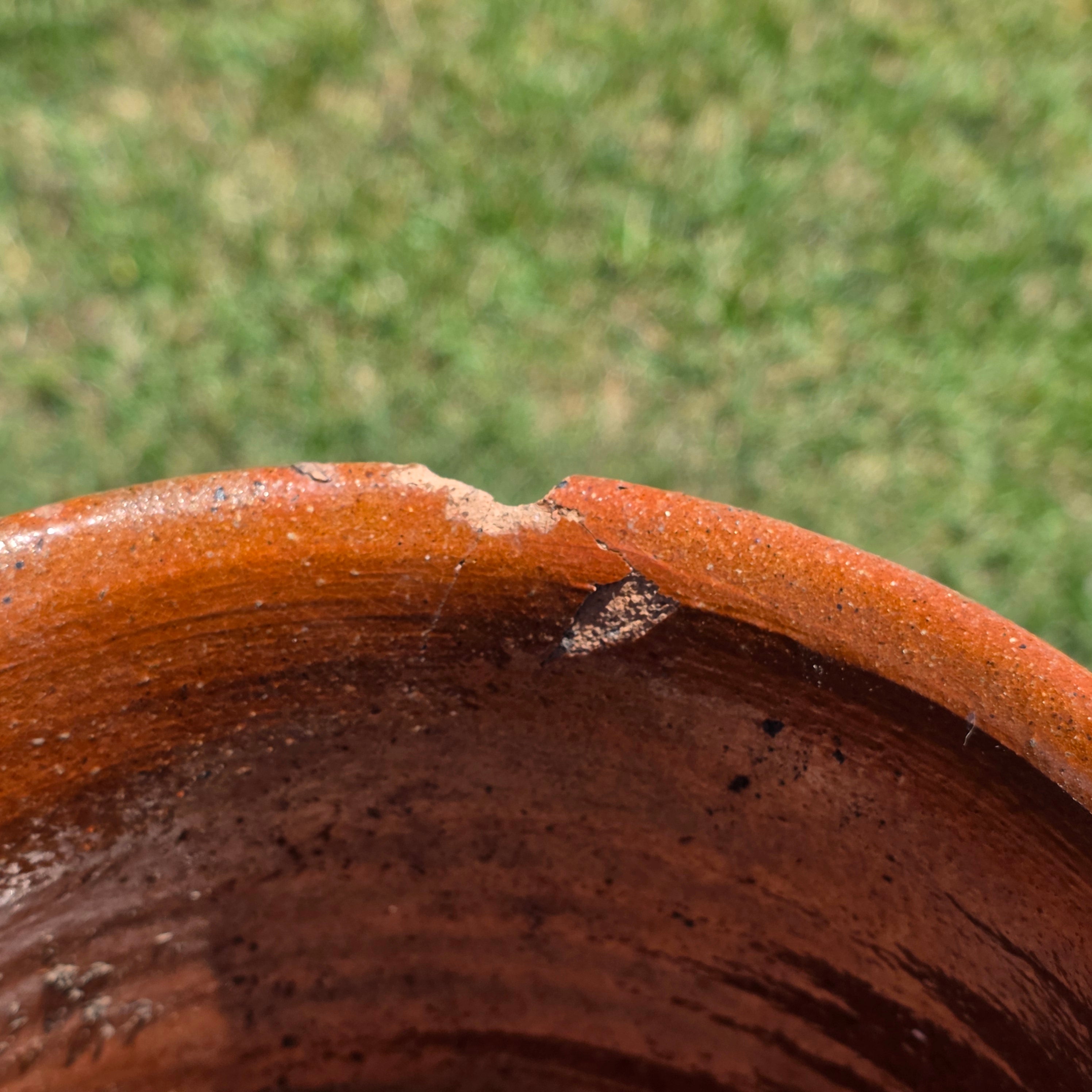 Vintage Terracotta Confit Pot Bean Pot Rustic Clay Planter Drip Glaze Ear Handle