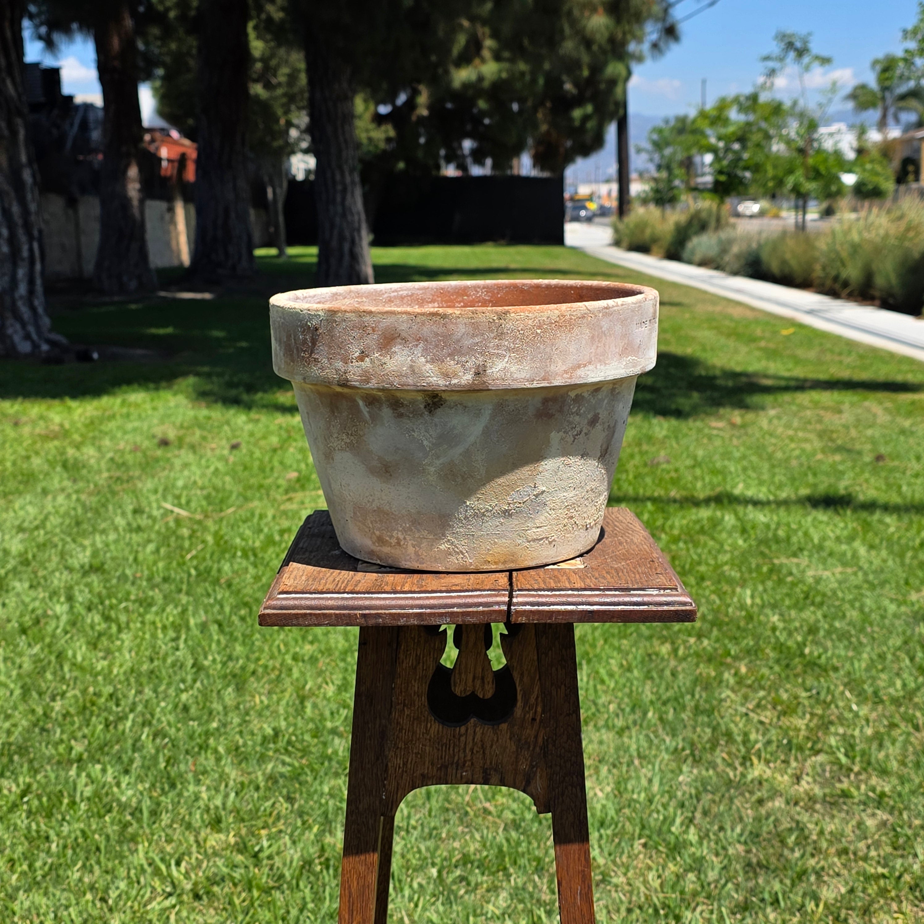 Vintage Made in Italy Terracotta Planter Pot 10.5" Patina Aged Garden Clay