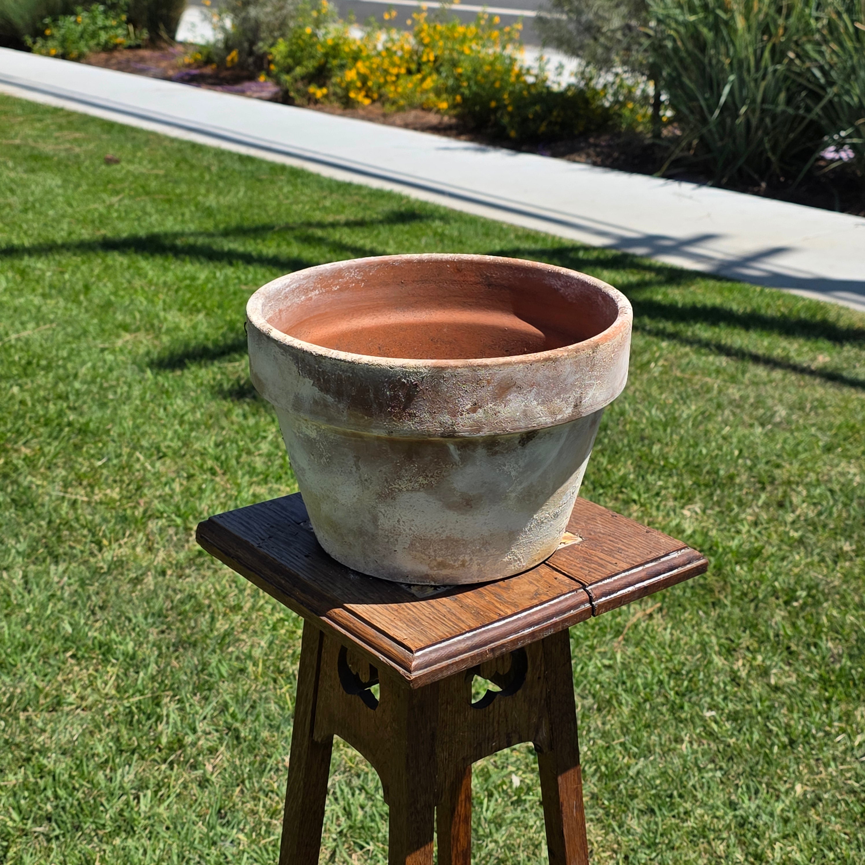 Vintage Made in Italy Terracotta Planter Pot 10.5" Patina Aged Garden Clay