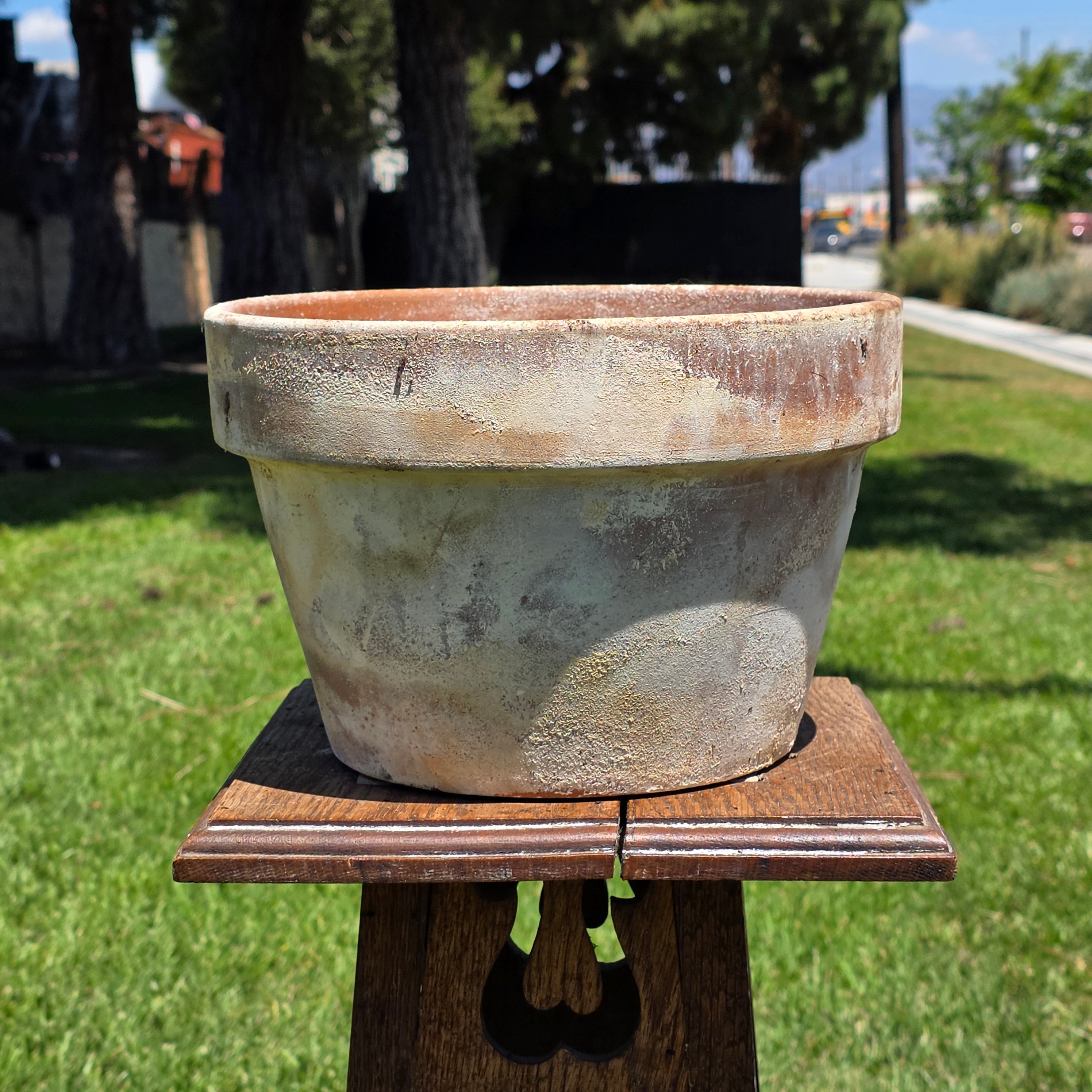 Vintage Made in Italy Terracotta Planter Pot 10.5" Patina Aged Garden Clay
