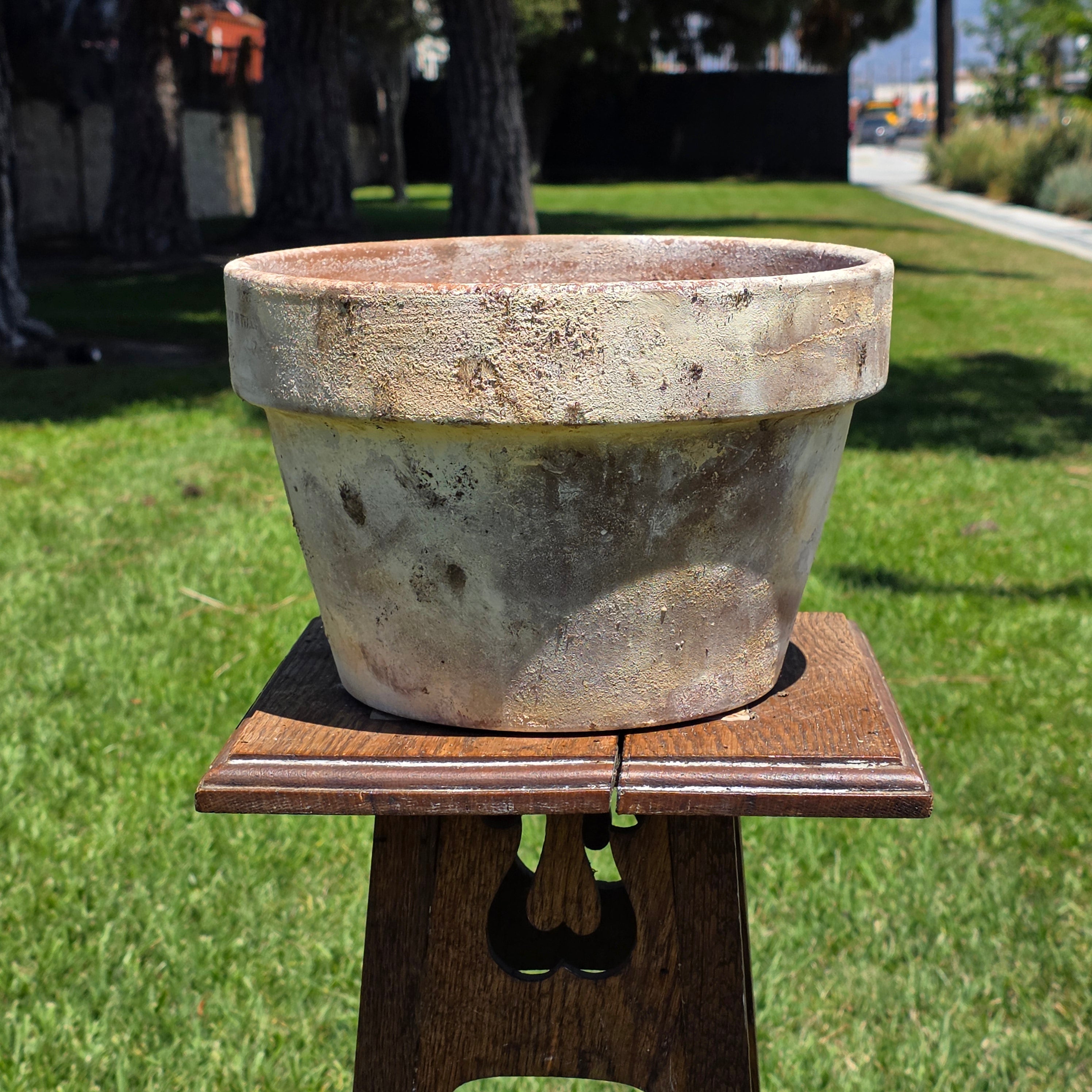 Vintage Made in Italy Terracotta Planter Pot 10.5" Patina Aged Garden Clay
