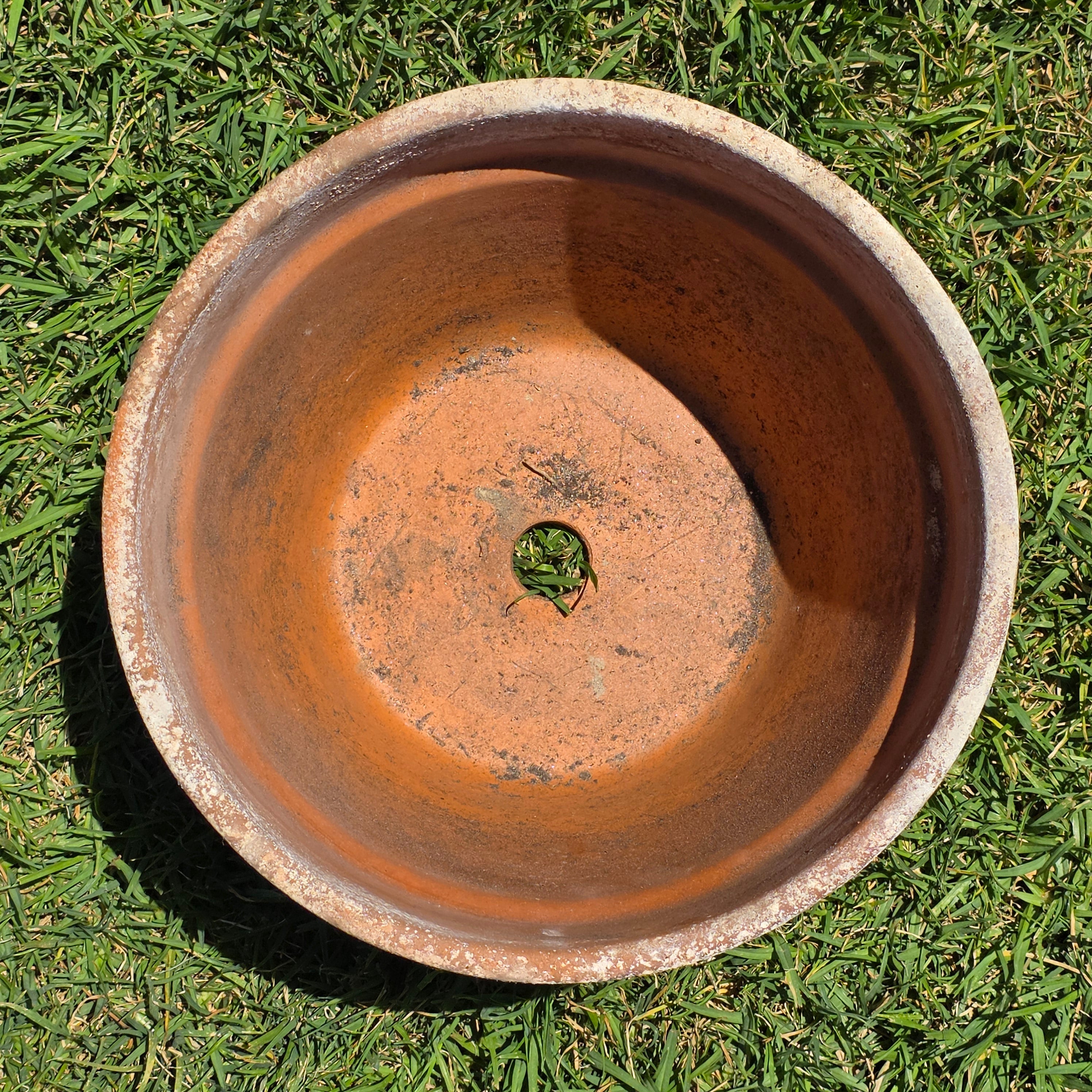 Vintage Made in Italy Terracotta Planter Pot 10.5" Patina Aged Garden Clay