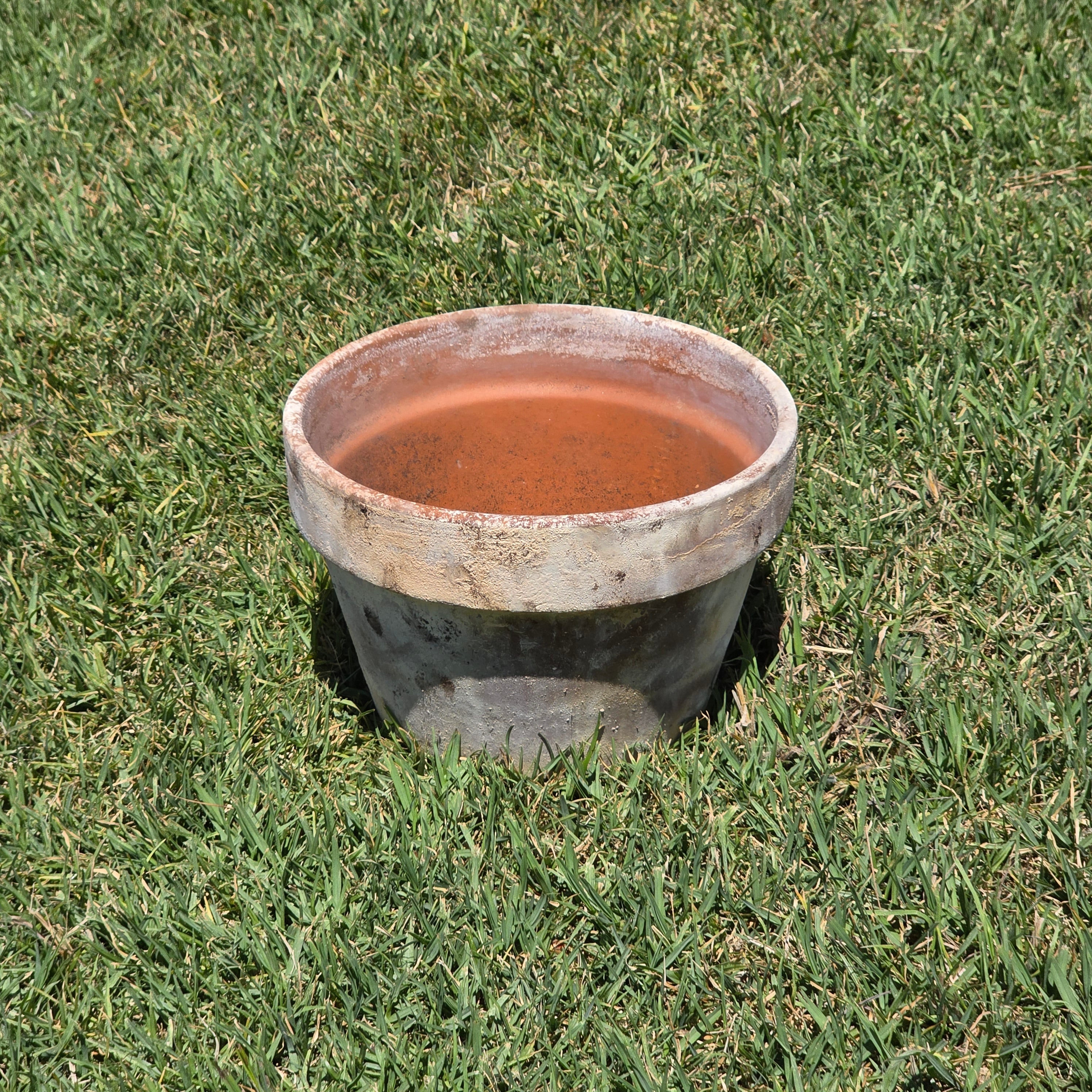 Vintage Made in Italy Terracotta Planter Pot 10.5" Patina Aged Garden Clay