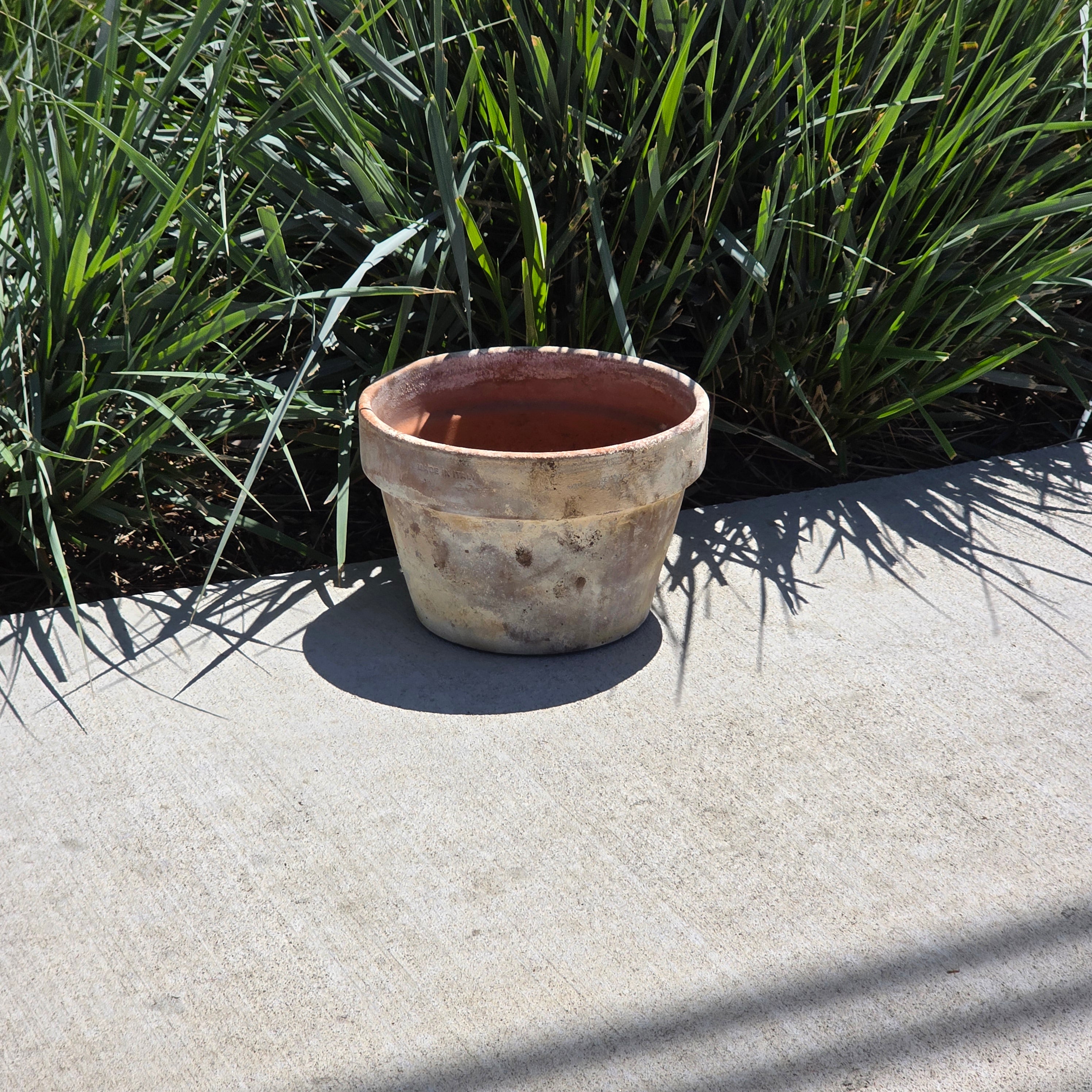 Vintage Made in Italy Terracotta Planter Pot 10.5" Patina Aged Garden Clay