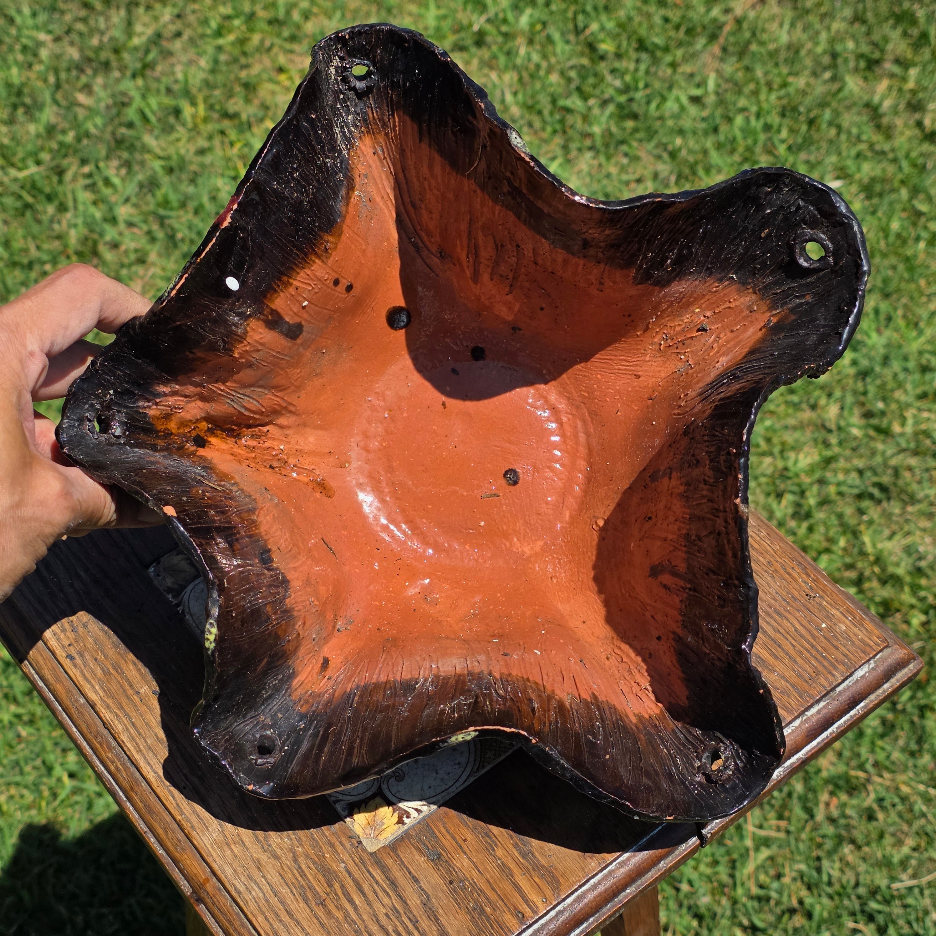 Vintage 1975 Signed Maggie Studio Pottery Hanging Planter Star Bowl Boho 70s 12"
