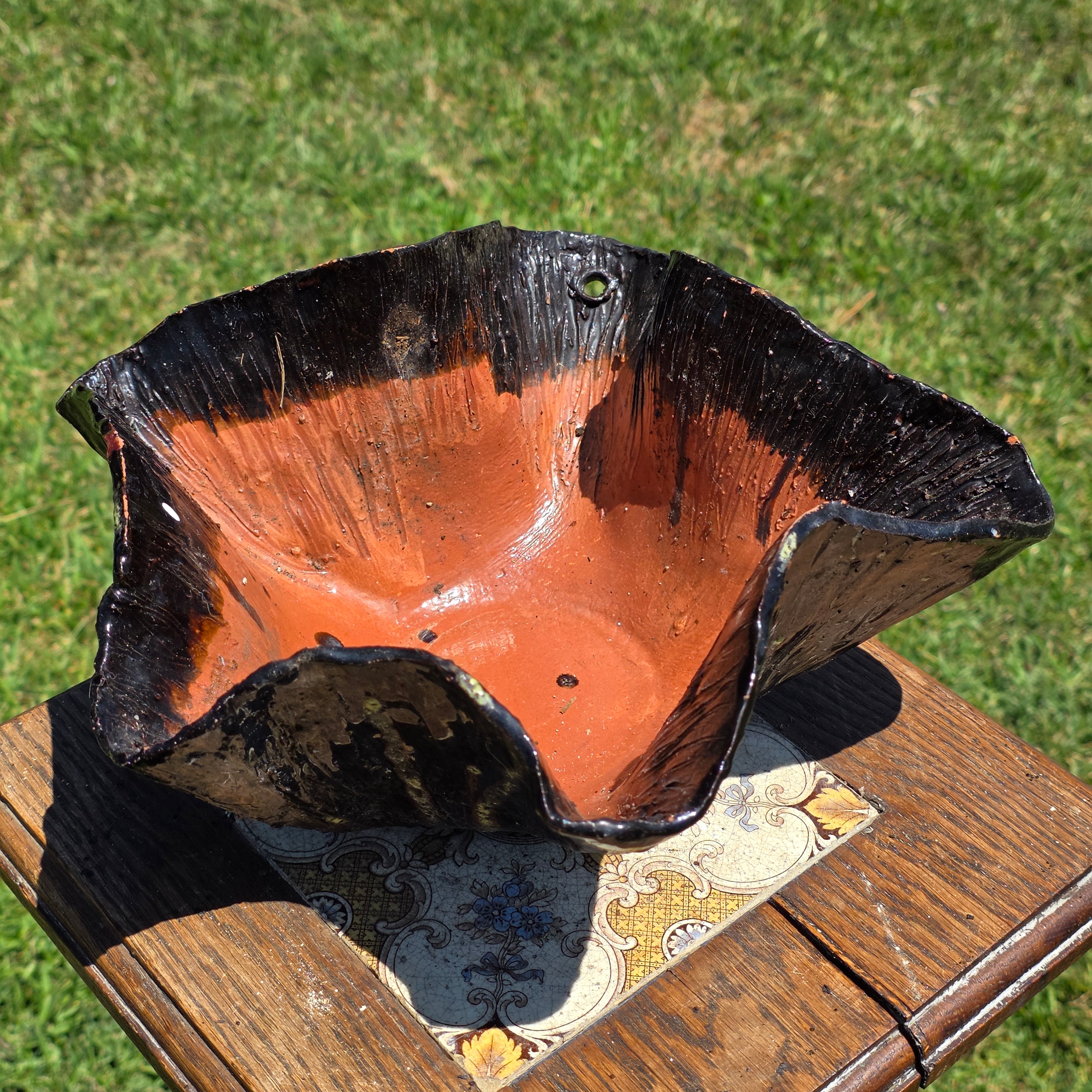 Vintage 1975 Signed Maggie Studio Pottery Hanging Planter Star Bowl Boho 70s 12"