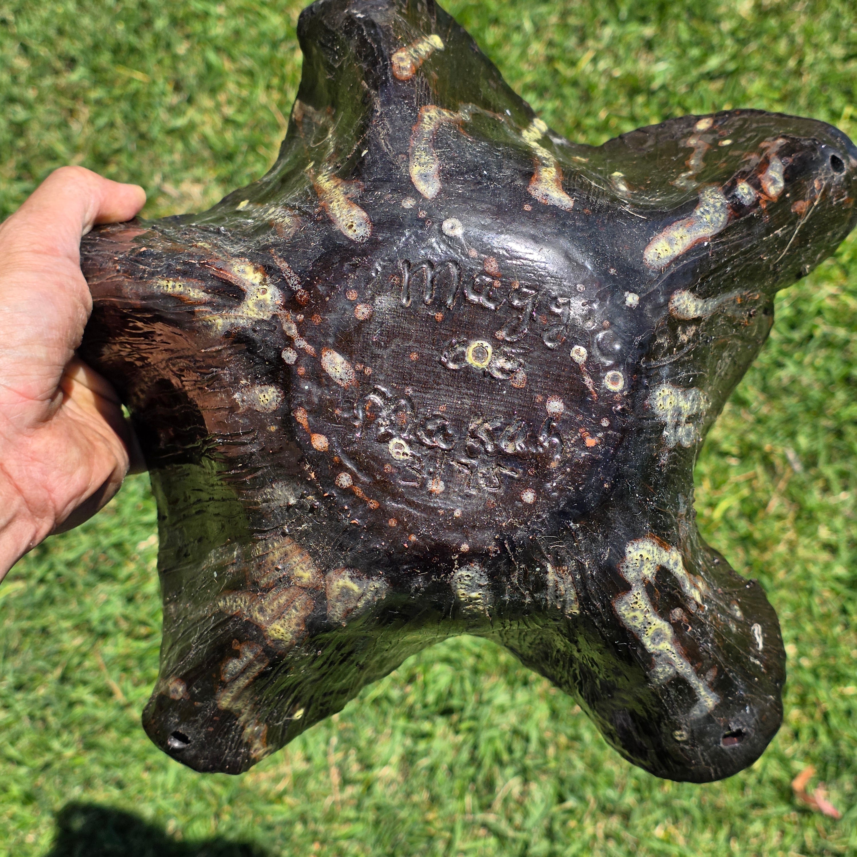 Vintage 1975 Signed Maggie Studio Pottery Hanging Planter Star Bowl Boho 70s 12"